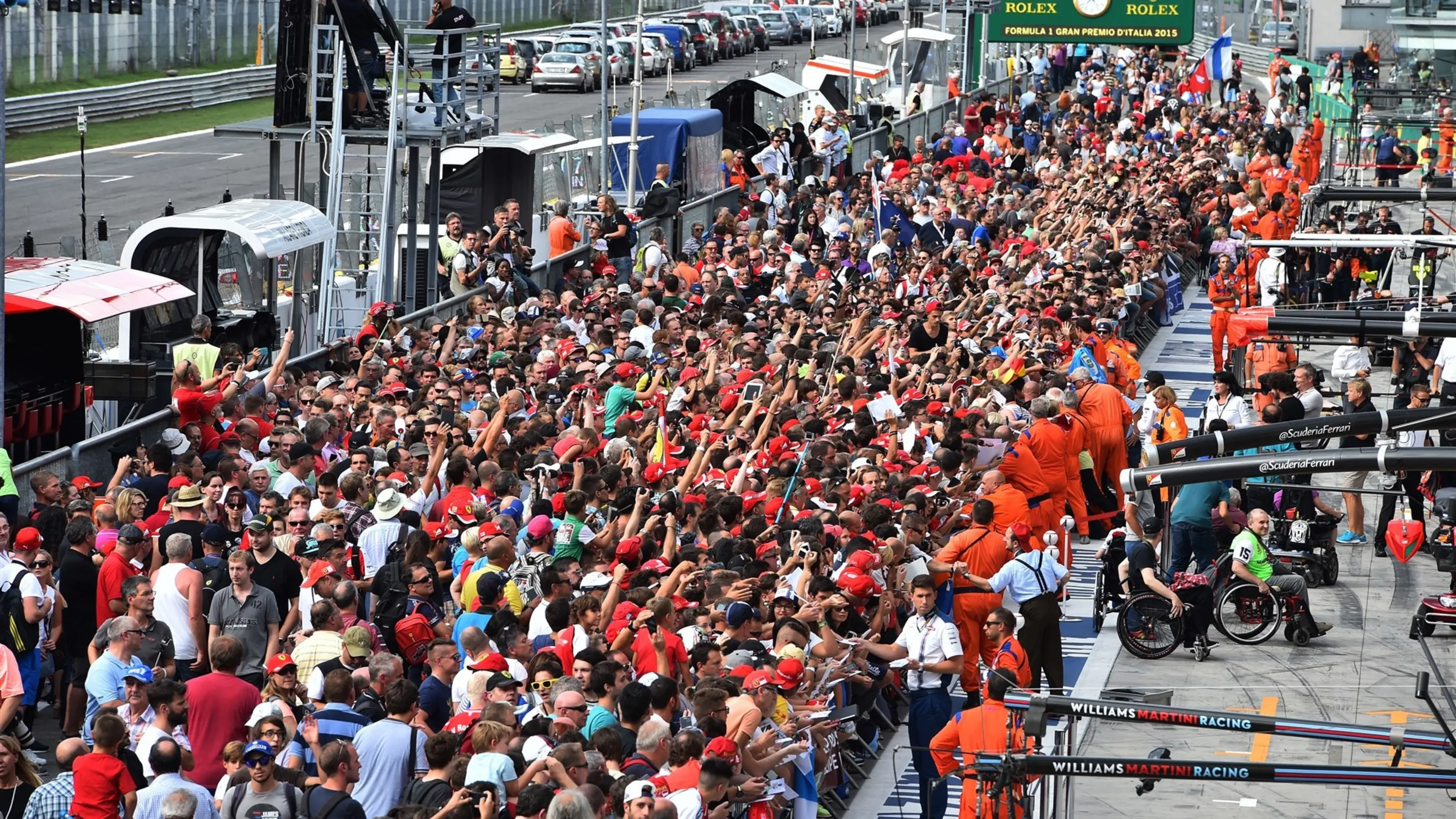 Fans in pit lane at Formula One World Championship, Rd12, Italian Grand Prix, Preparations, Monza,