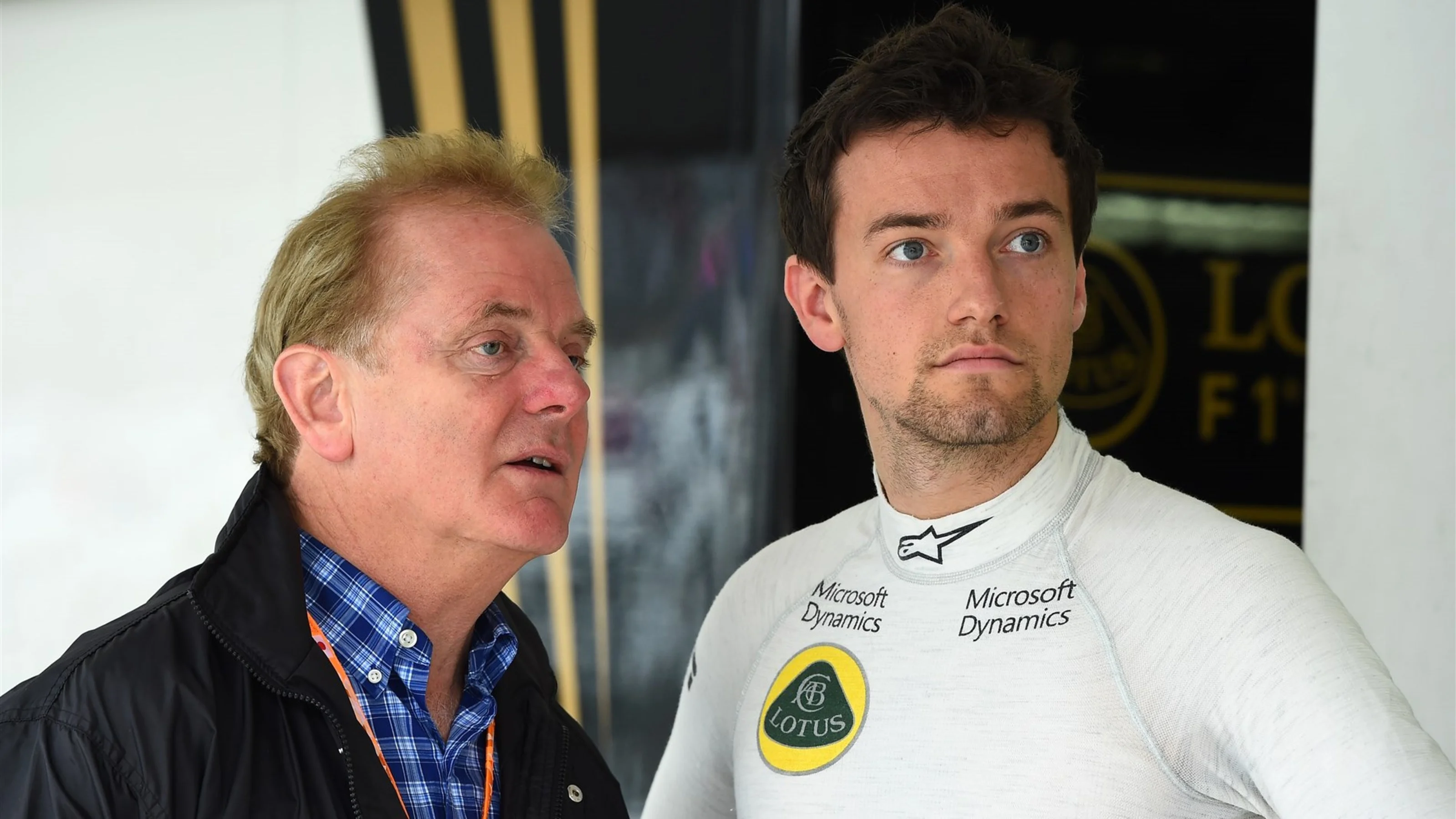 Jolyon Palmer (GBR) Lotus Test and Reserve Driver with his Father Jonathan Palmer (GBR) at Formula