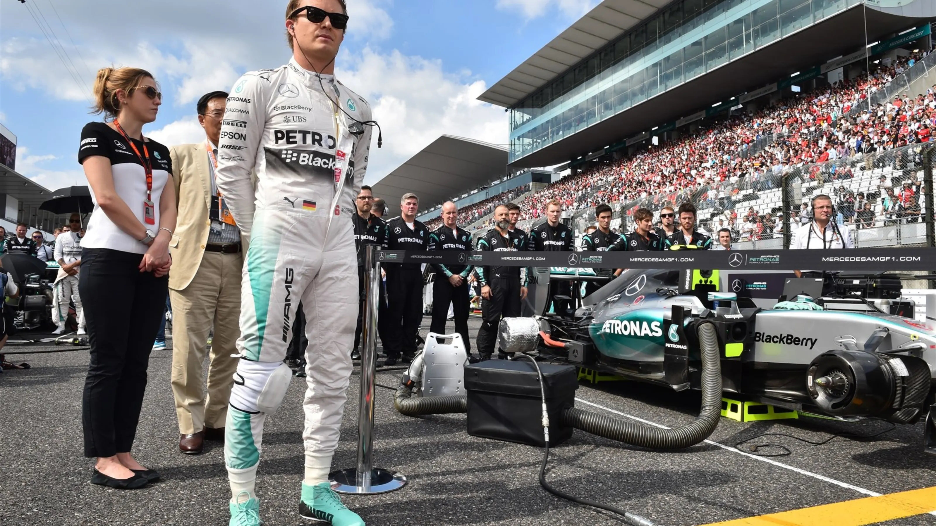 Nico Rosberg (GER) Mercedes AMG F1 W06 on the grid at Formula One World Championship, Rd14,