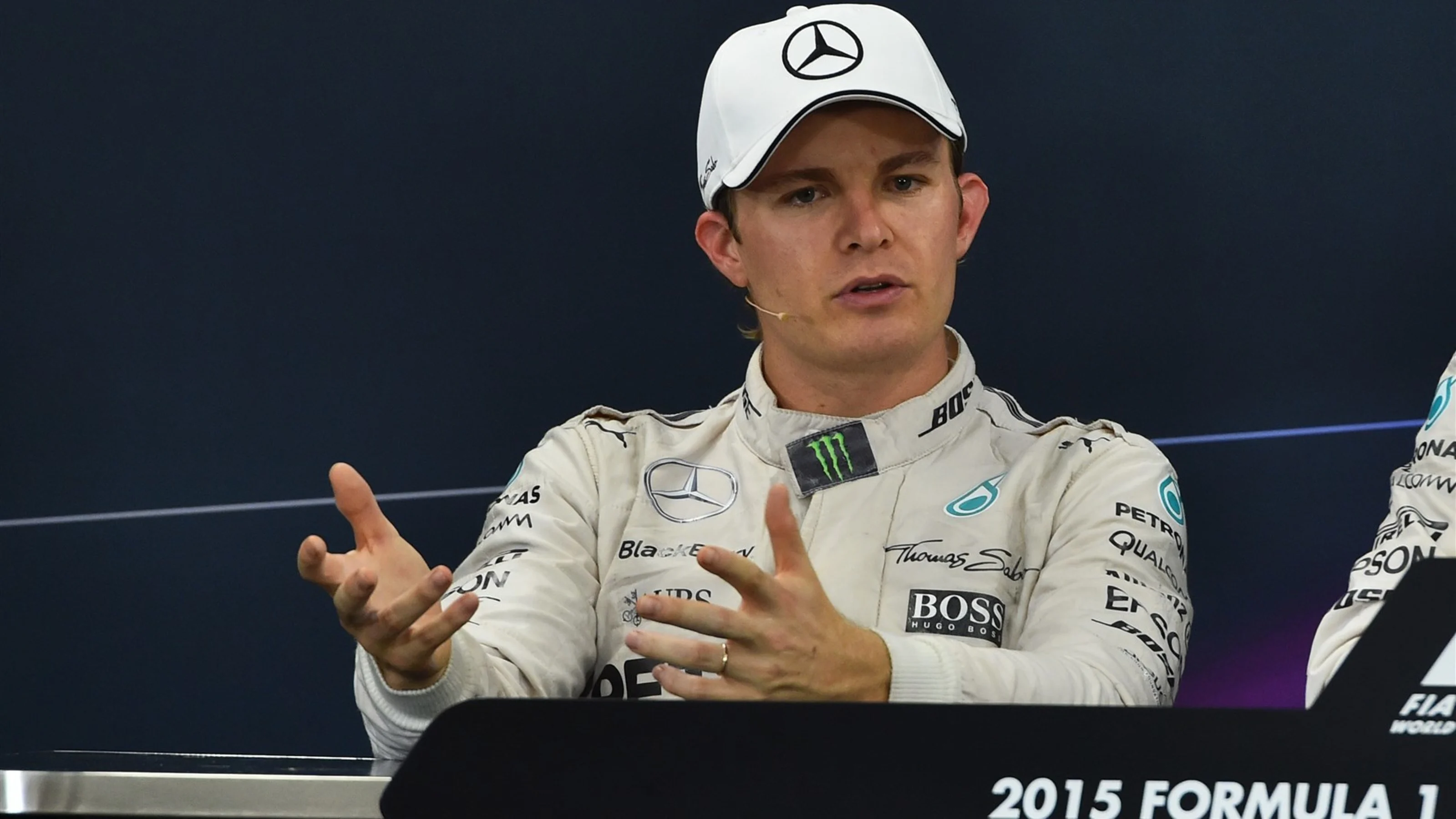 Nico Rosberg (GER) Mercedes AMG F1 in the Press Conference at Formula One World Championship, Rd14,