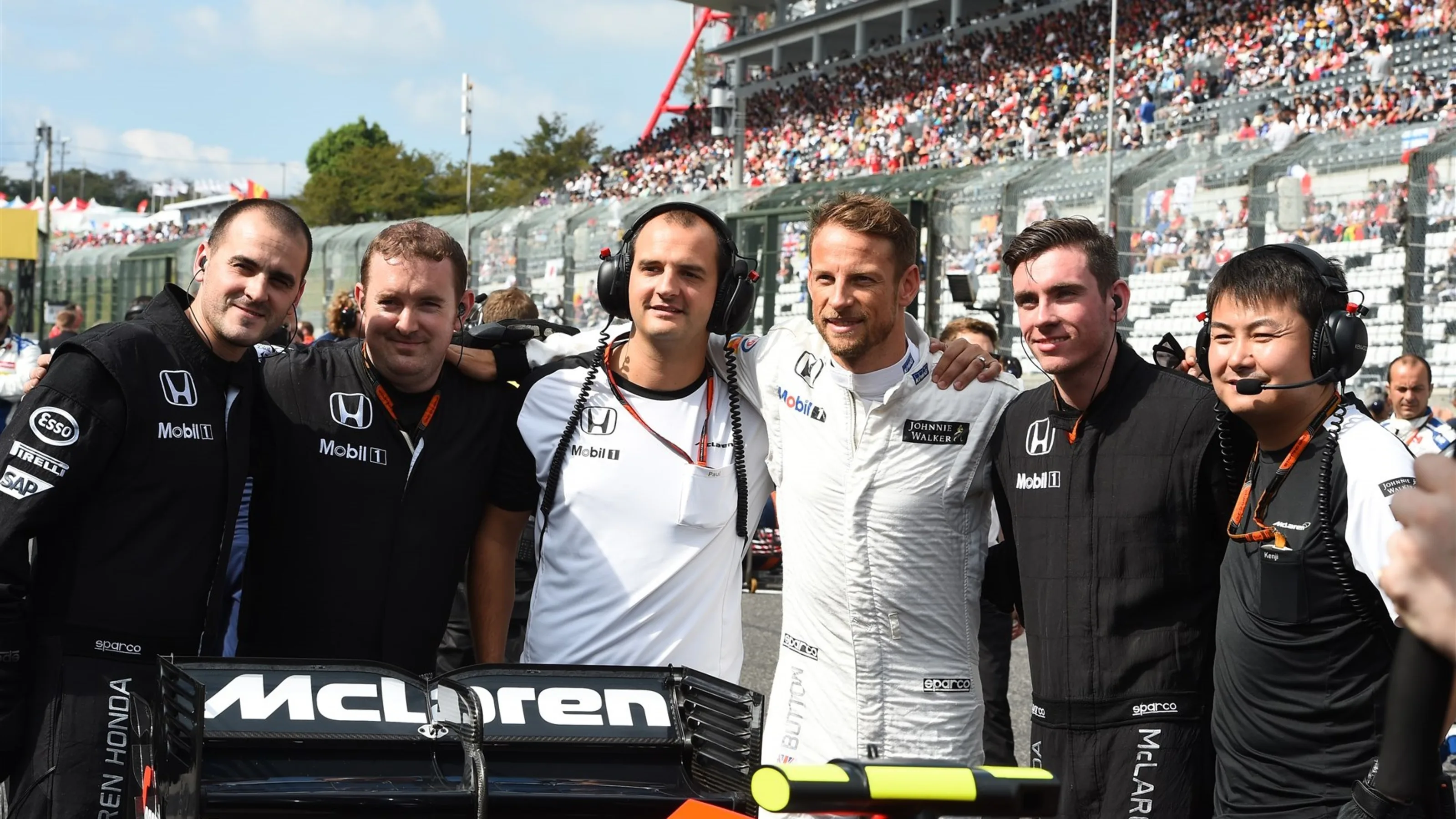 Jenson Button (GBR) McLaren on the grid on the grid at Formula One World Championship, Rd14,