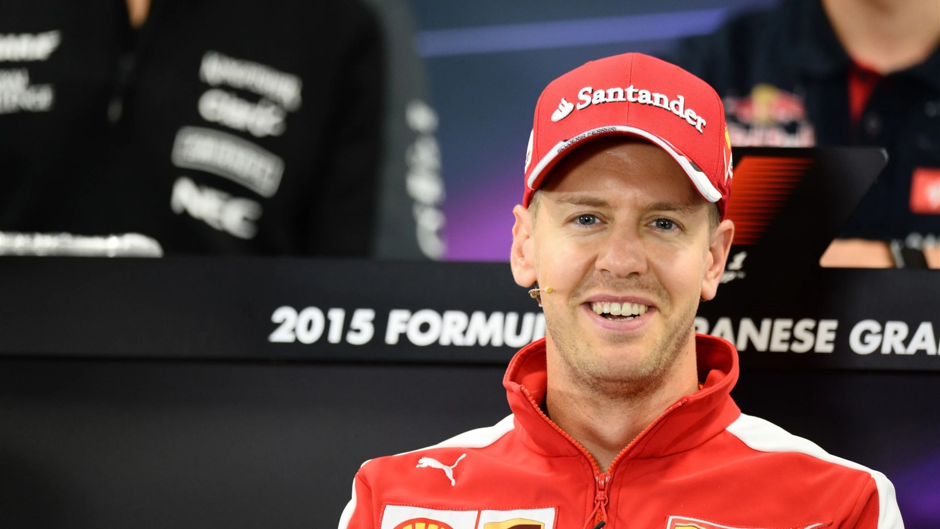 Sebastian Vettel (GER) Ferrari in the press conference at Formula One World Championship, Rd14,