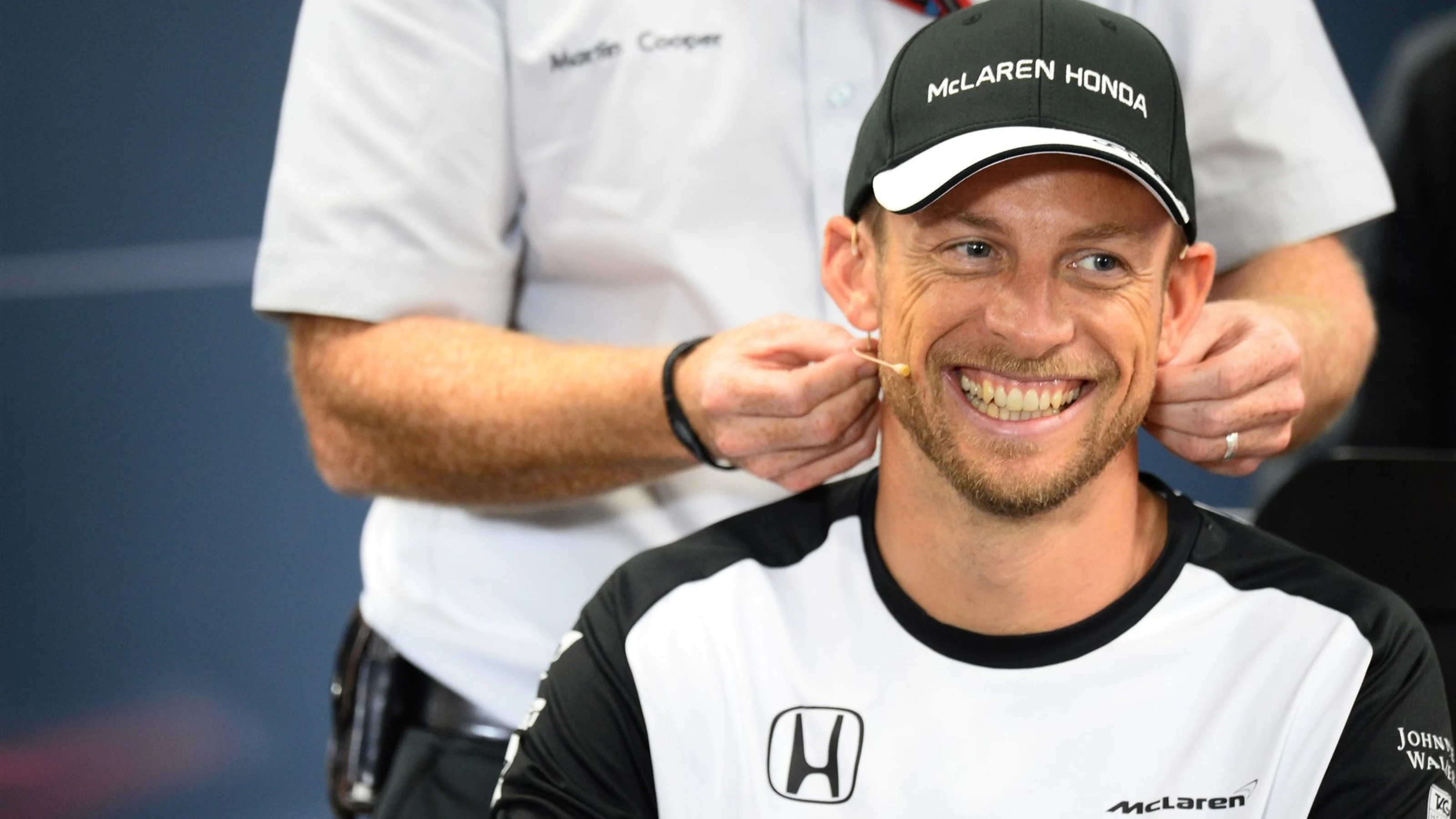Jenson Button (GBR) McLaren in the press conference at Formula One World Championship, Rd14,
