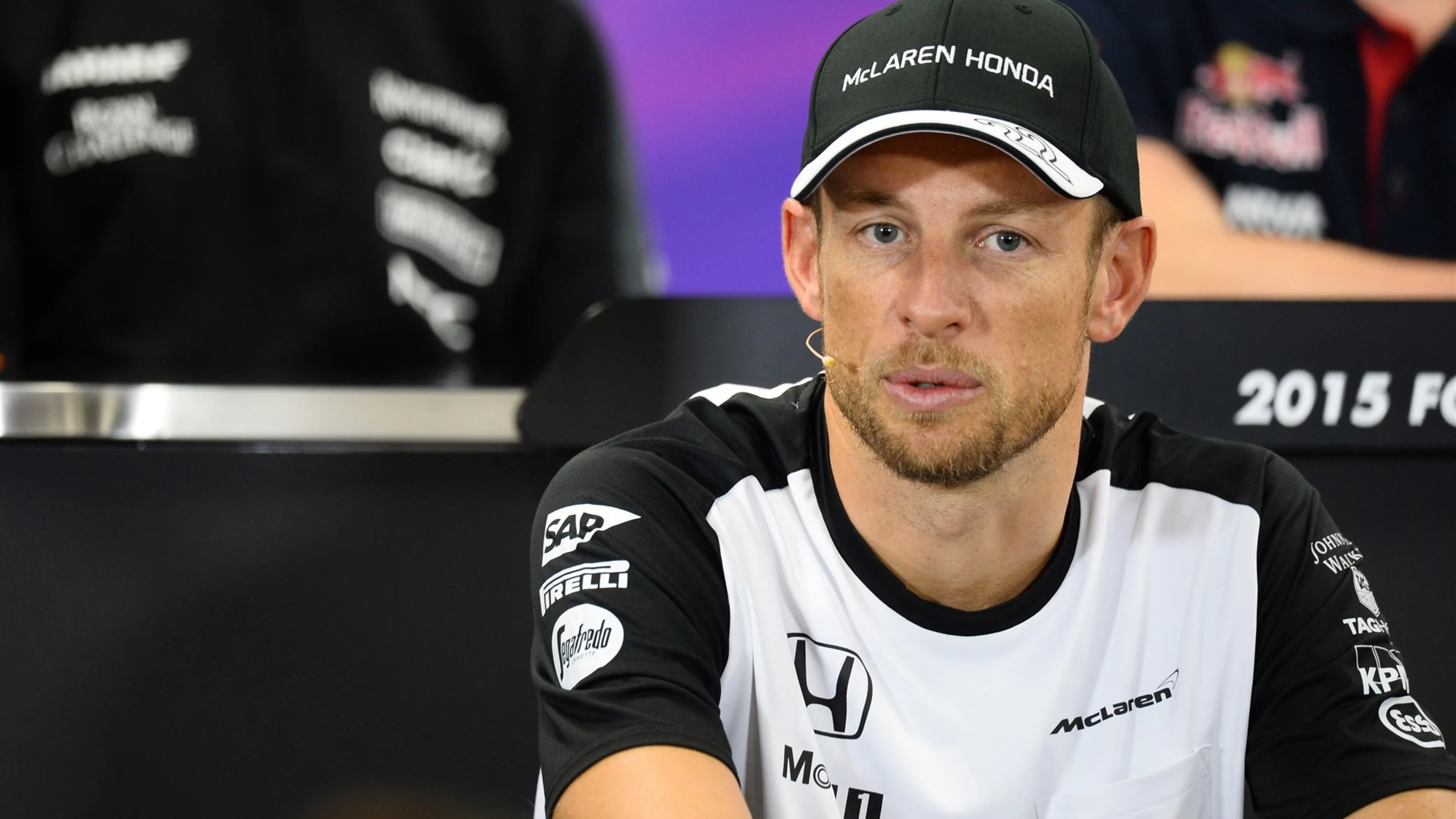 Jenson Button (GBR) McLaren in the press conference at Formula One World Championship, Rd14,