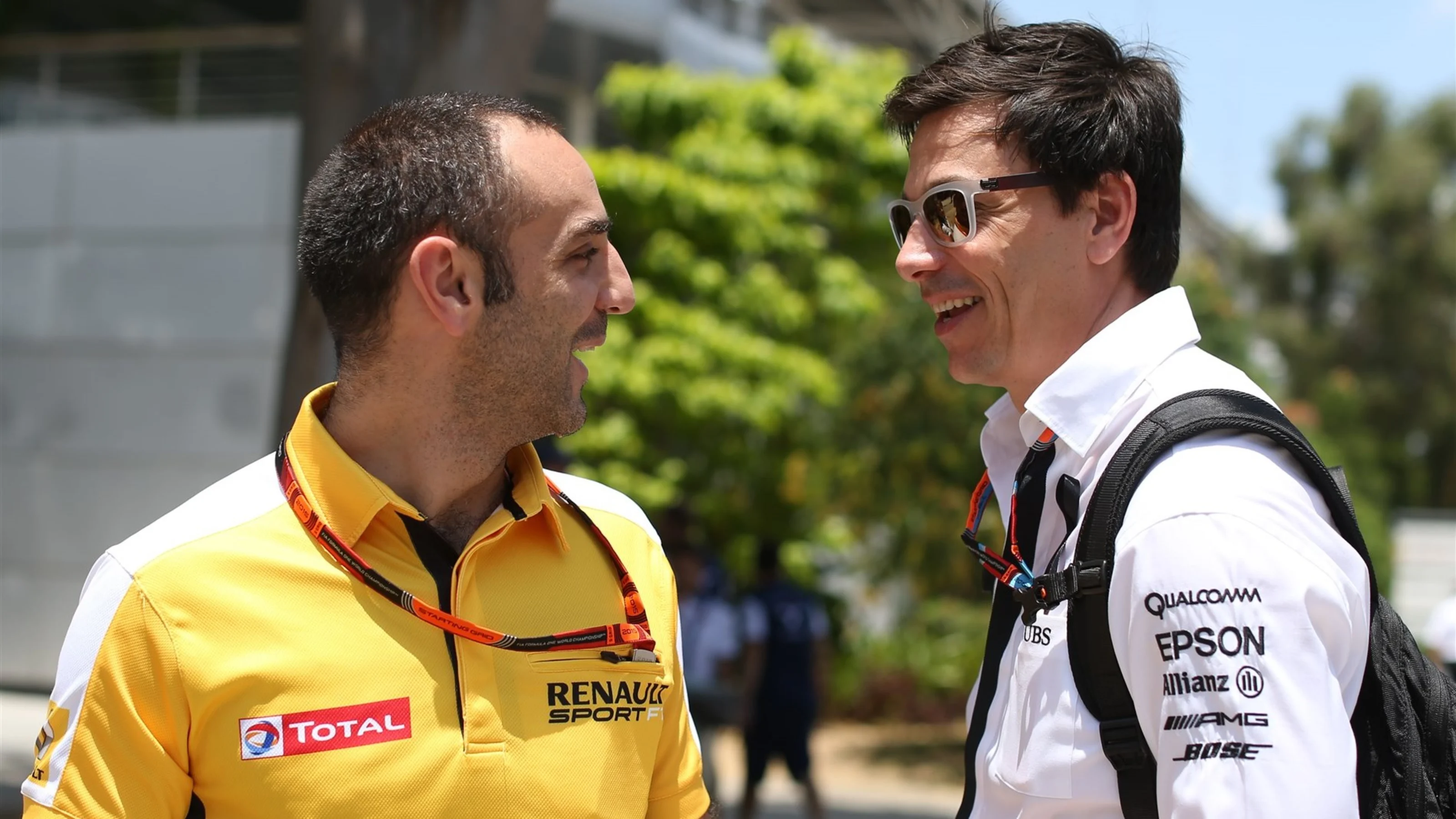 Cyril Abiteboul (FRA) Renault Sport and Toto Wolff (AUT) Mercedes AMG F1 Director of Motorsport at