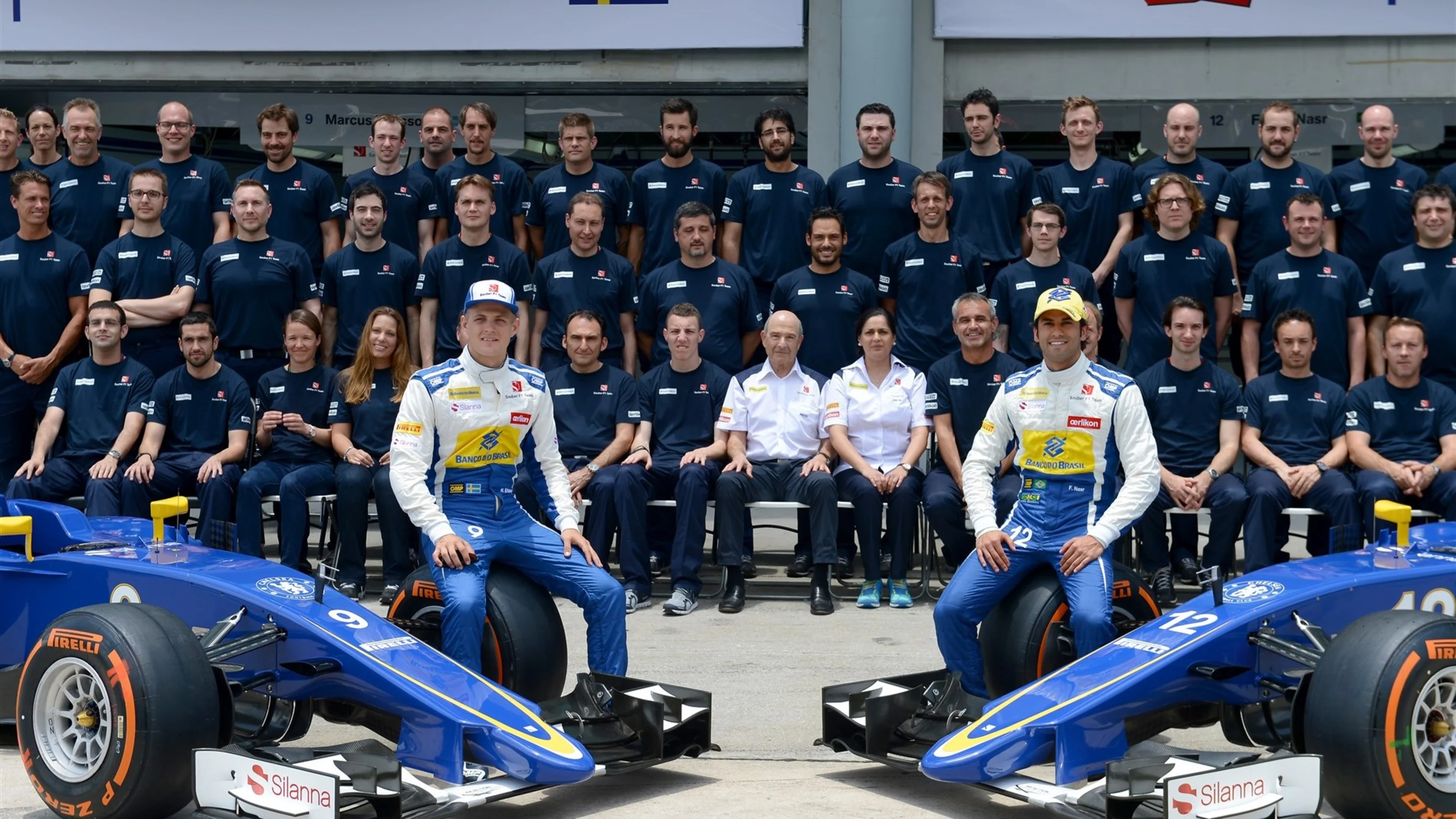 Marcus Ericsson (SWE) Sauber and Felipe Nasr (BRA) Sauber during Sauber Team shoot at Formula One