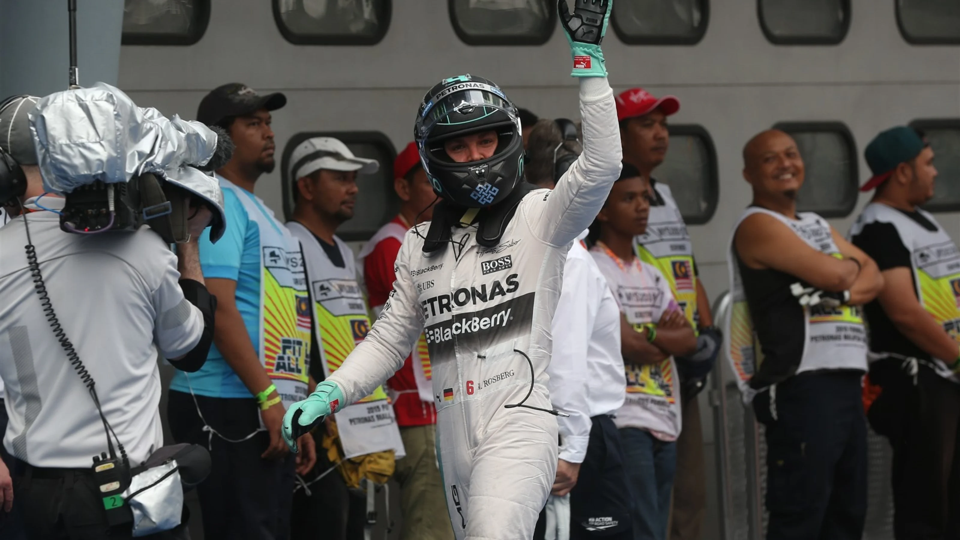 Nico Rosberg (GER) Mercedes AMG F1 celebrates in parc ferme at Formula One World Championship, Rd2,