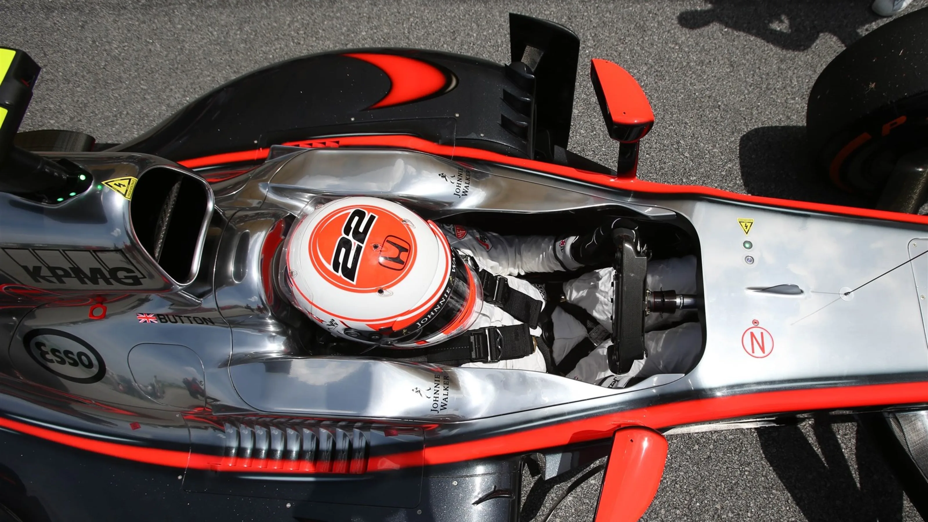 Jenson Button (GBR) McLaren MP4-30 on the grid at Formula One World Championship, Rd2, Malaysian