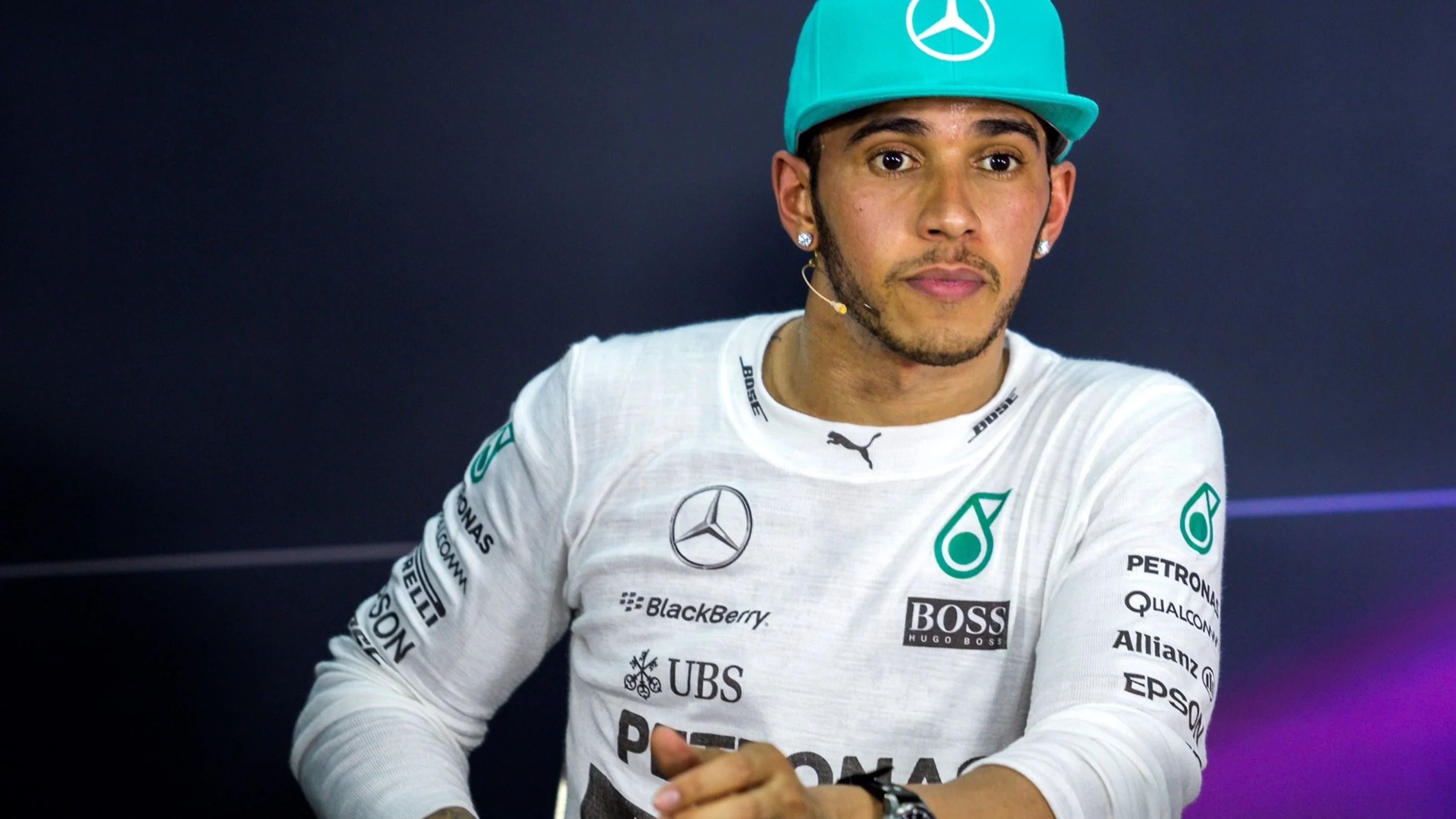 Lewis Hamilton (GBR) Mercedes AMG F1 in the post race Press Conference at Formula One World