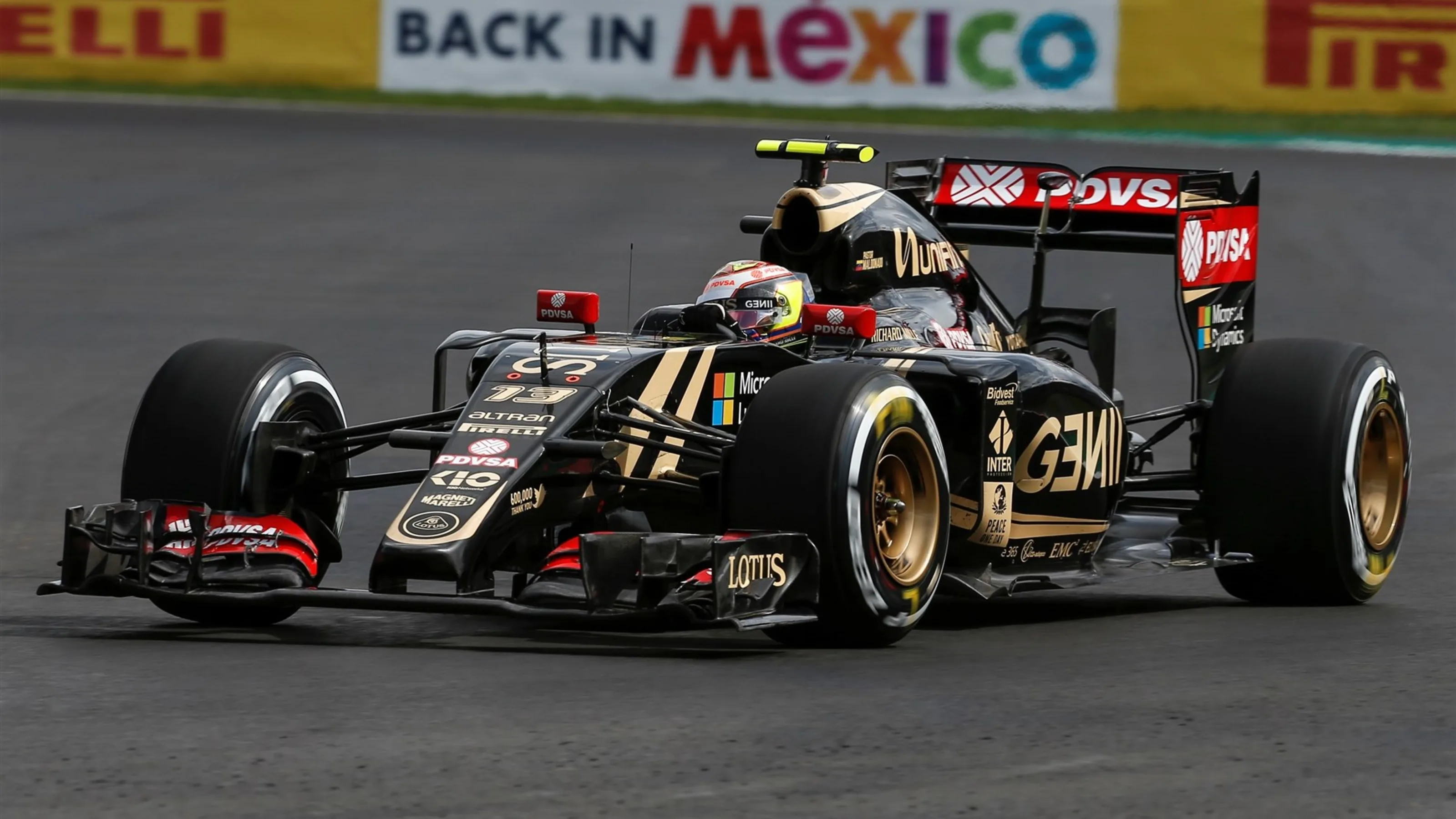 Pastor Maldonado (VEN) Lotus E23 Hybrid at Formula One World Championship, Rd17, Mexican Grand