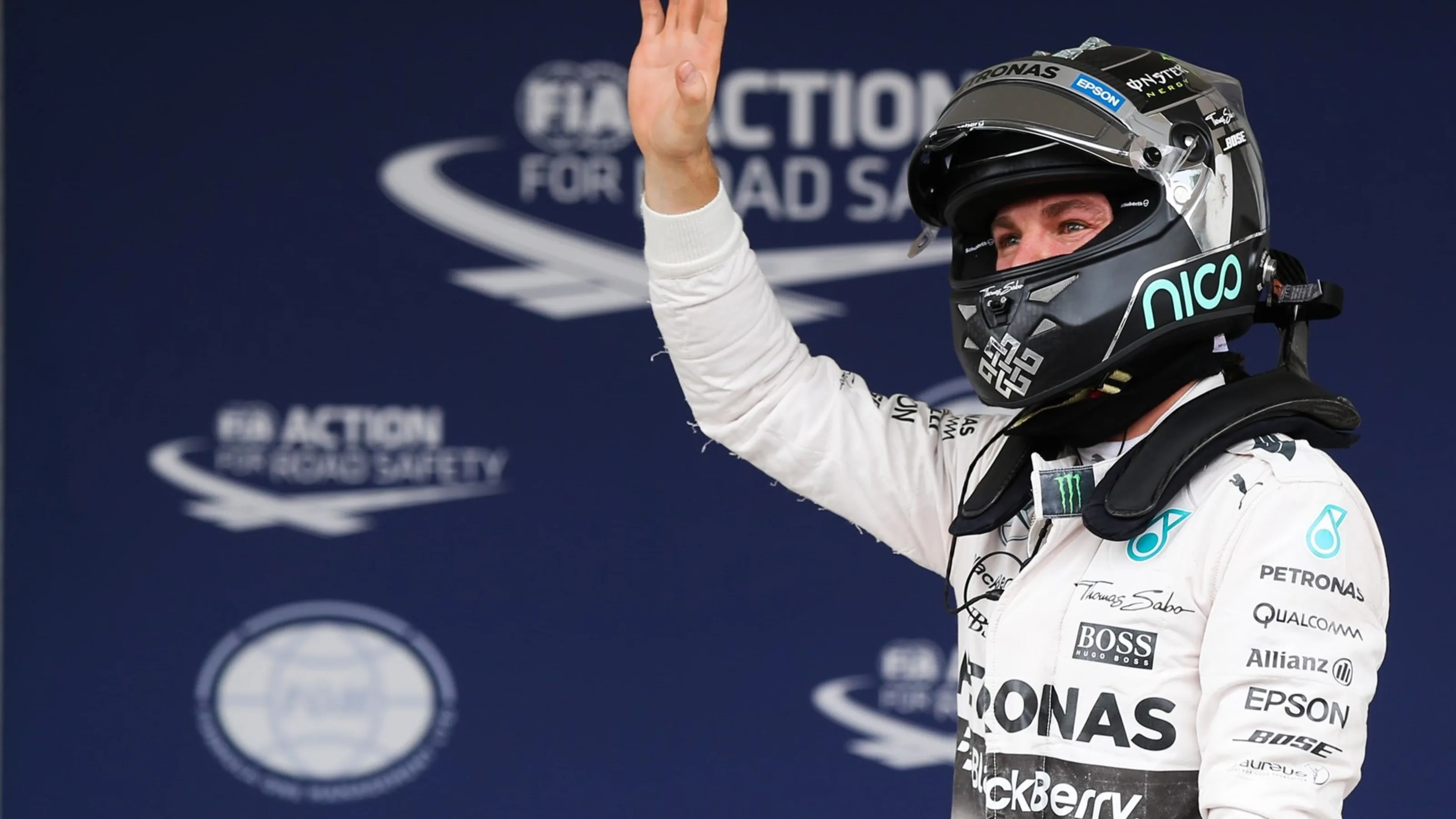 Pole sitter Nico Rosberg (GER) Mercedes AMG F1 celebrates in parc ferme at Formula One World