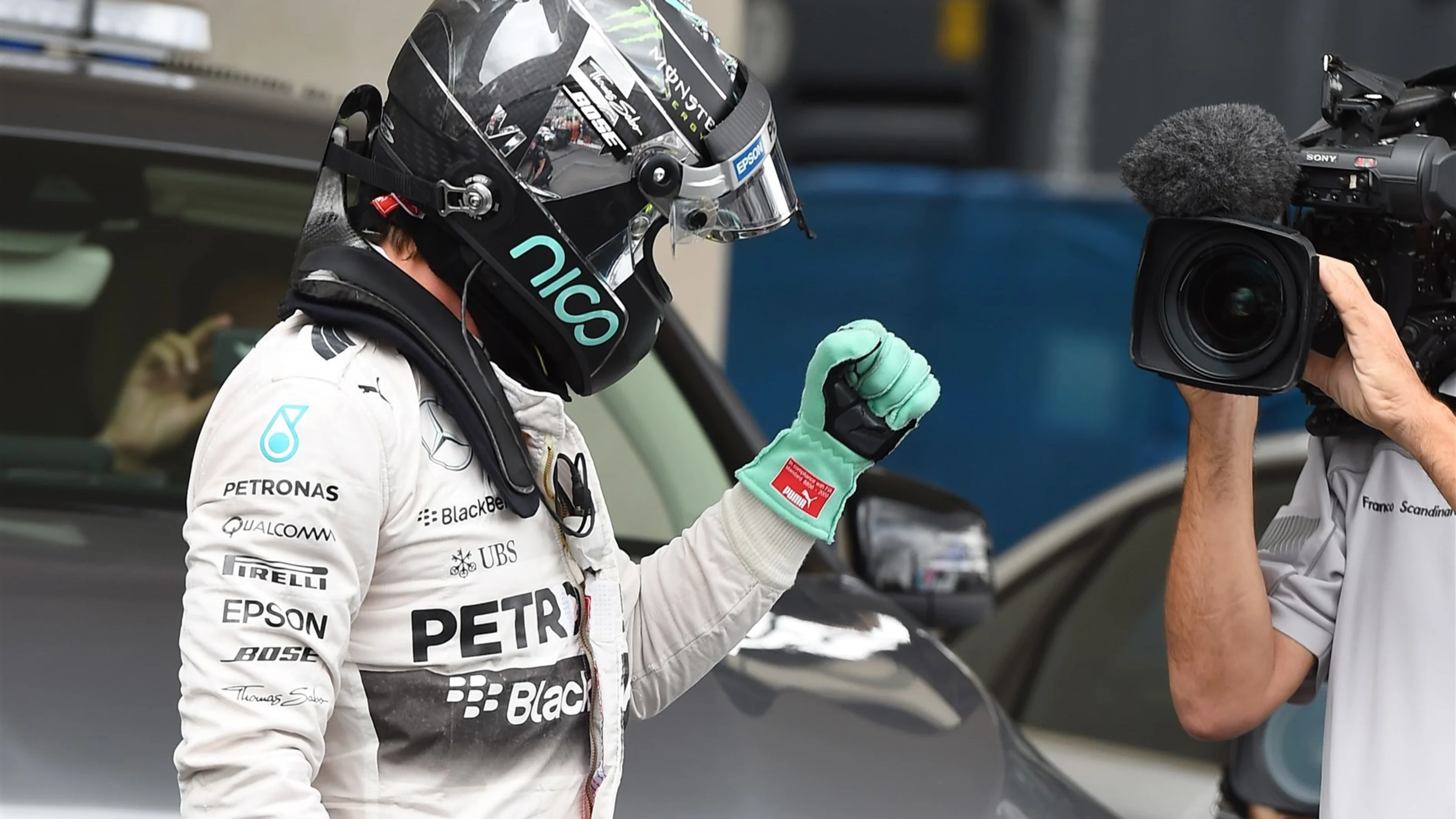 Pole sitter Nico Rosberg (GER) Mercedes AMG F1 celebrates in parc ferme at Formula One World