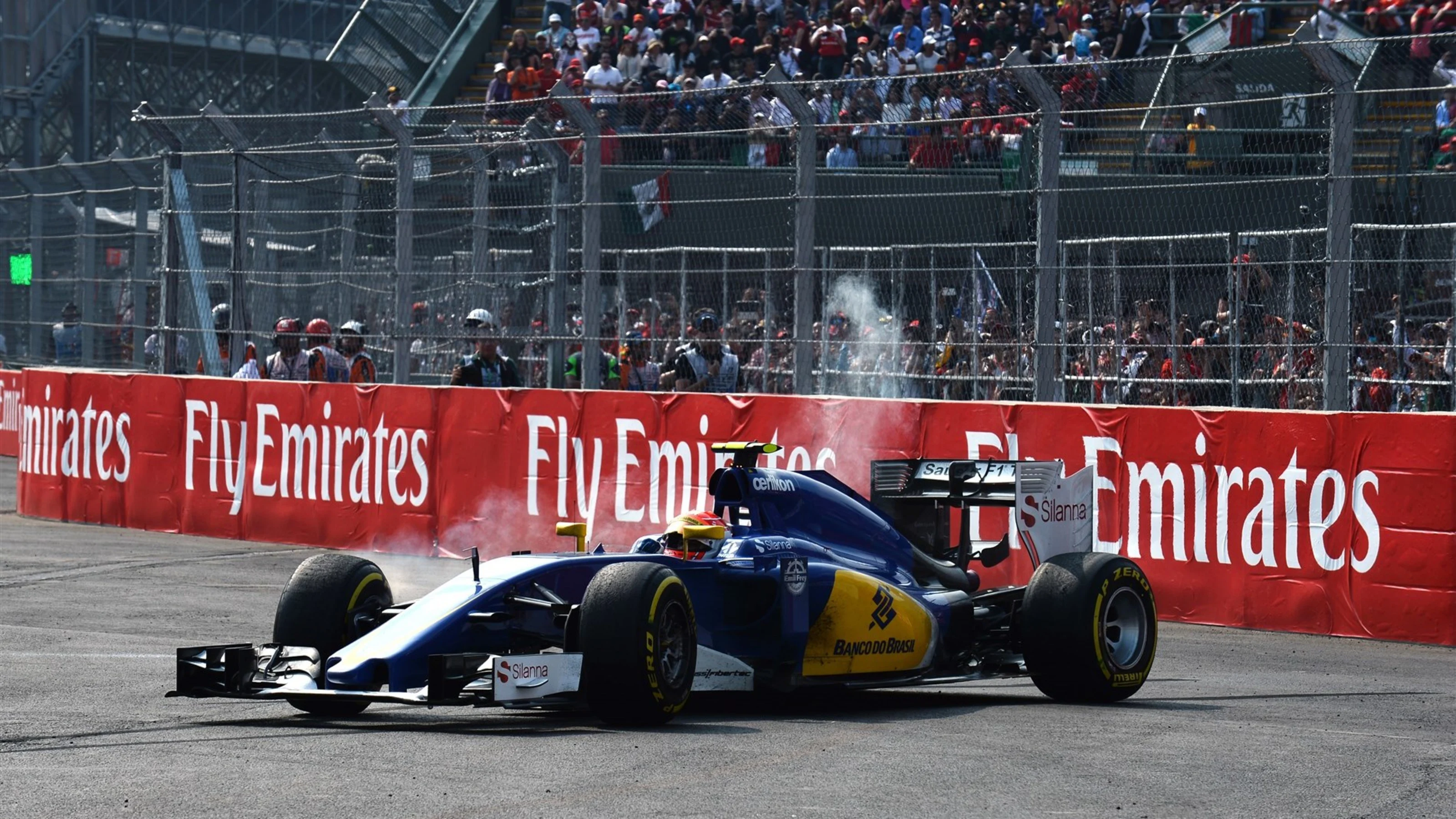 Felipe Nasr (BRA) Sauber C34 retires after spinning out at Formula One World Championship, Rd17,