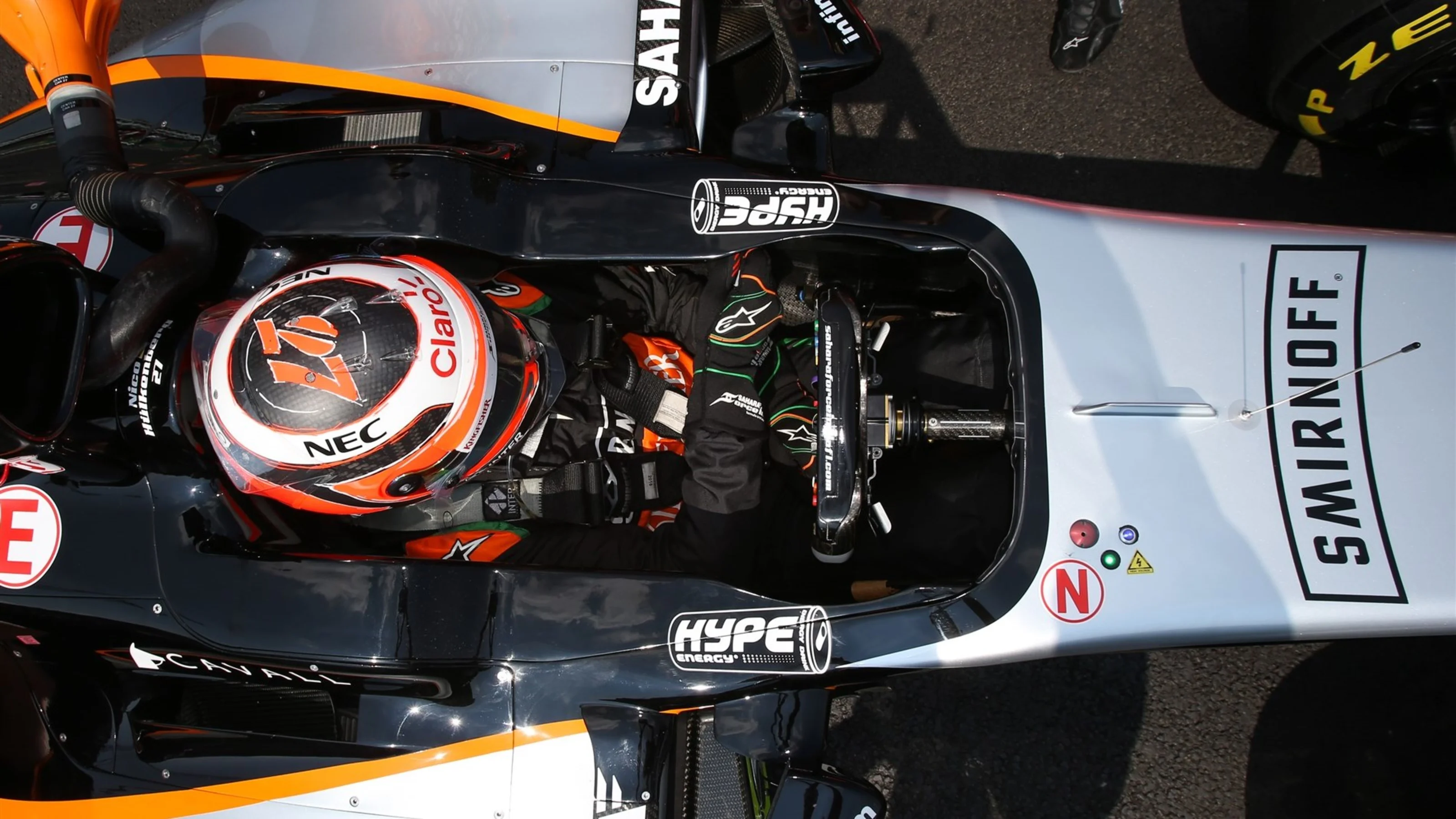 Nico Hulkenberg (GER) Force India VJM08 on the grid at Formula One World Championship, Rd17,