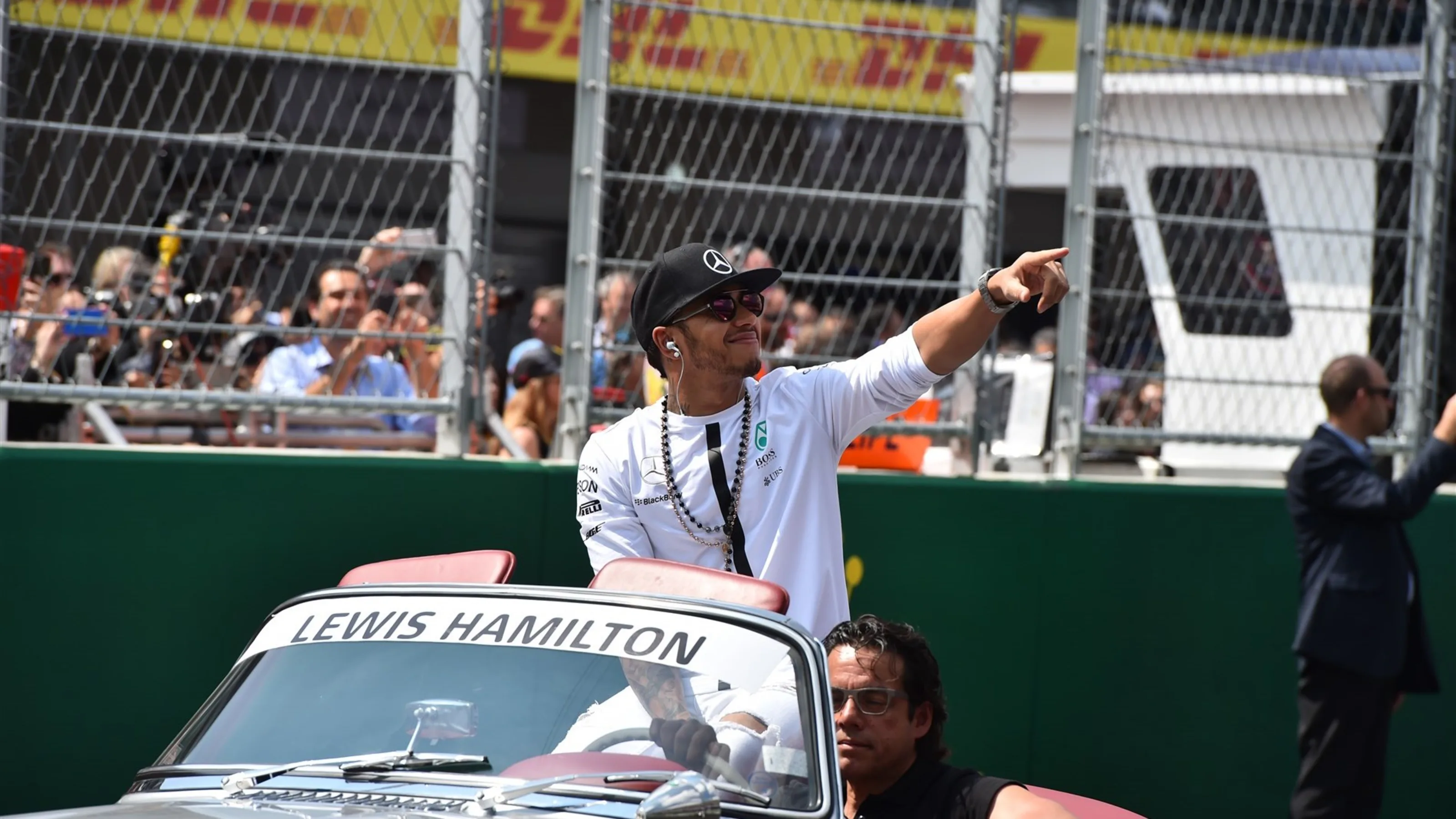 Lewis Hamilton (GBR) Mercedes AMG F1 on the drivers parade at Formula One World Championship, Rd17,