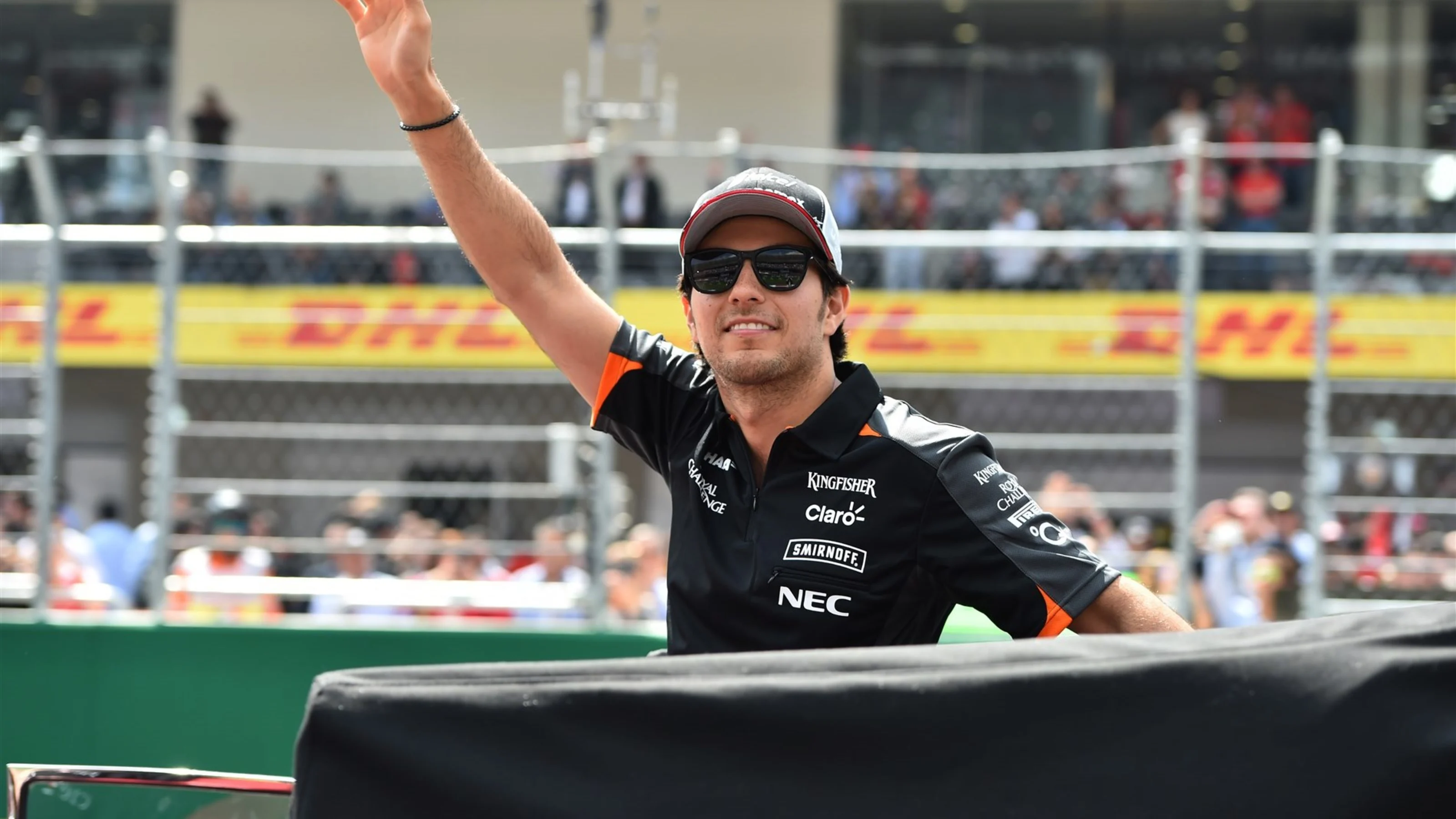 Sergio Perez (MEX) Force India on the drivers parade at Formula One World Championship, Rd17,
