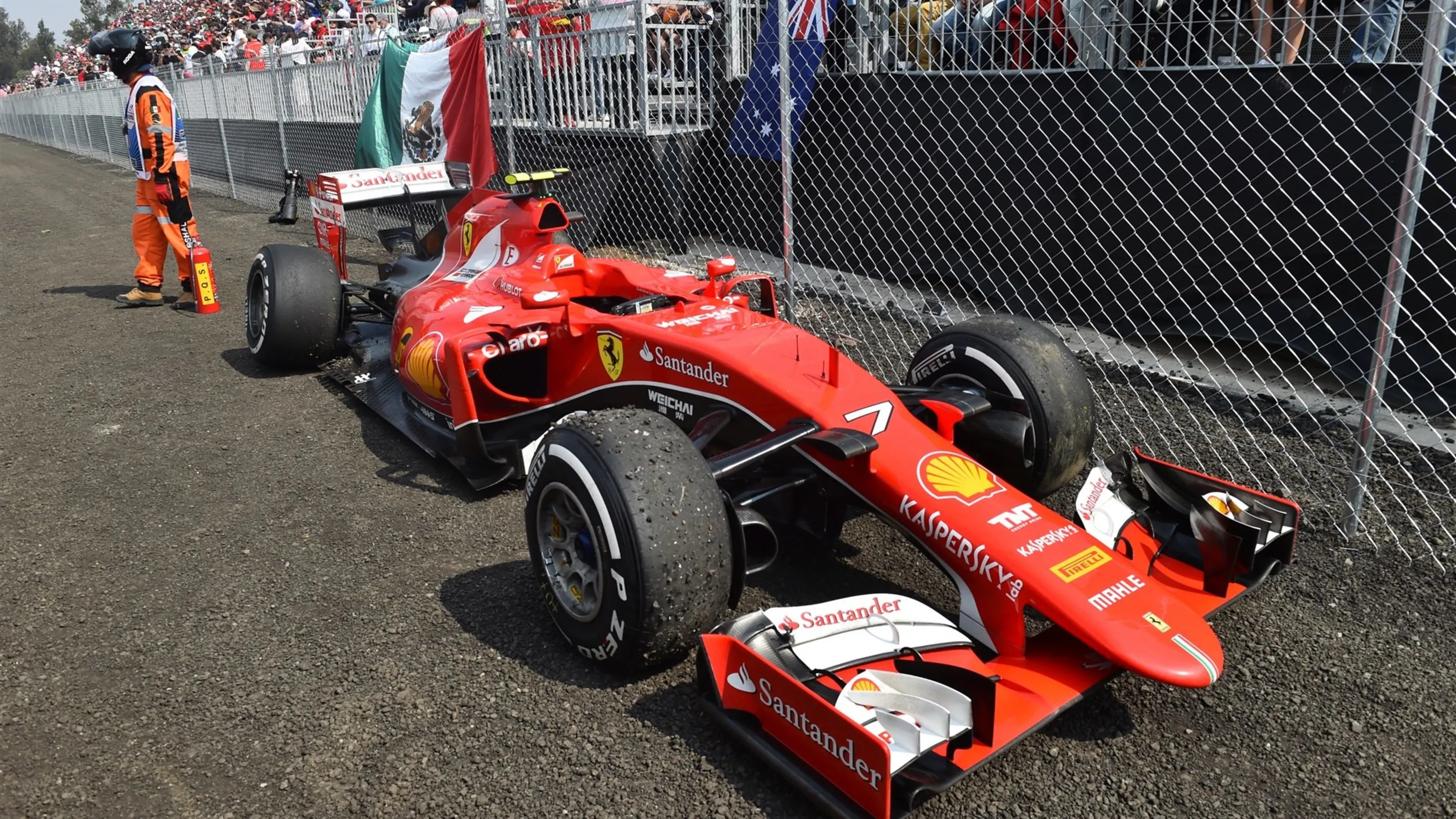 The car of race retiree Kimi Raikkonen (FIN) Ferrari SF15-T at Formula One World Championship,