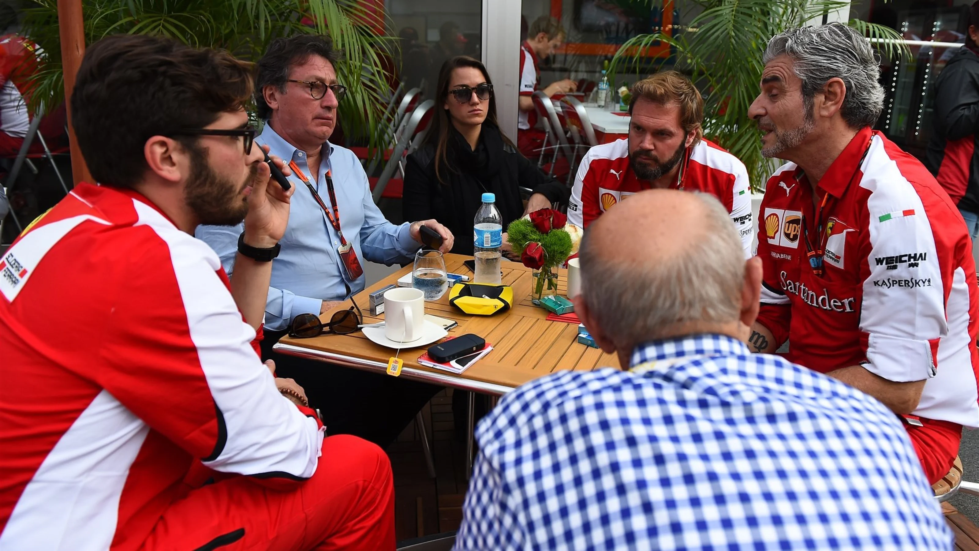 Maurizio Arrivabene (ITA) Ferrari Team Principal,Louis Camilleri, Chairman of Philip Morris and