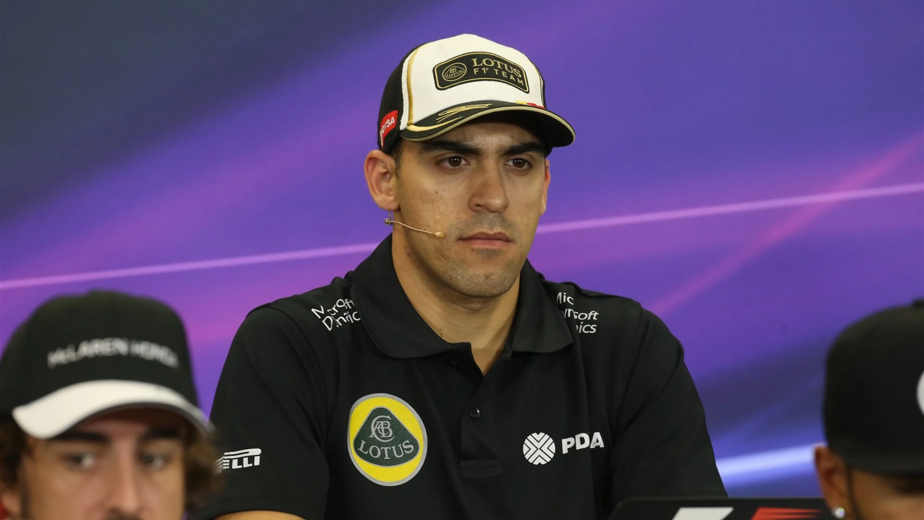 Pastor Maldonado (VEN) Lotus at the press conference at Formula One World Championship, Rd17,