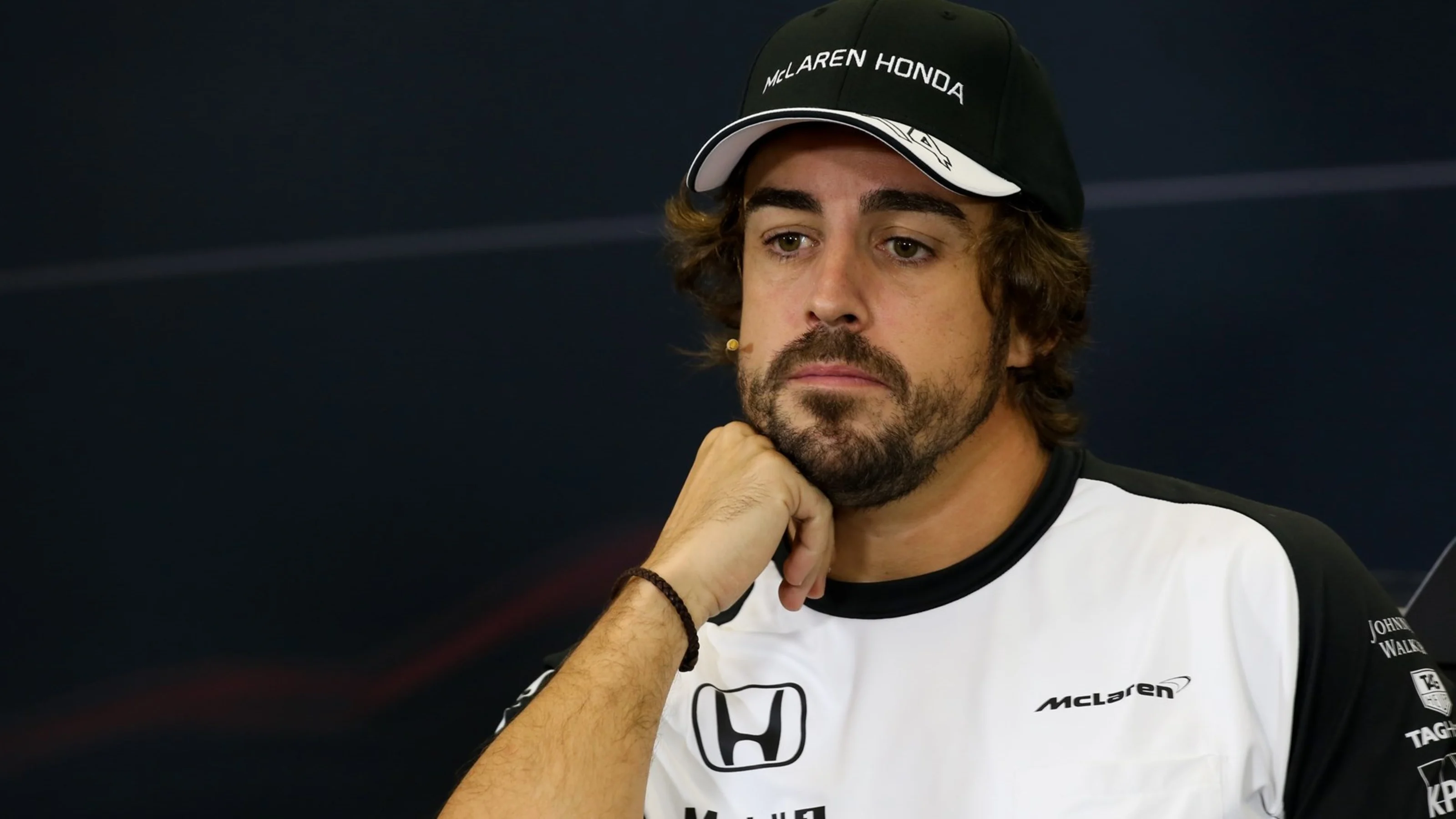 Fernando Alonso (ESP) McLaren at the press conference at Formula One World Championship, Rd17,