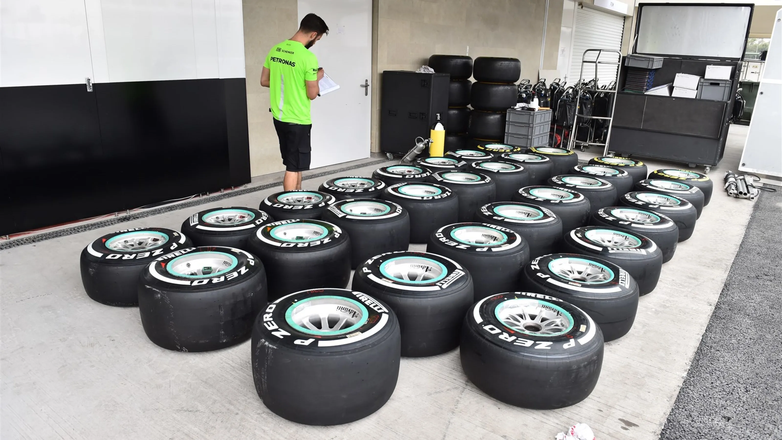 Mercedes AMG F1 Pirelli tyres at Formula One World Championship, Rd17, Mexican Grand Prix,
