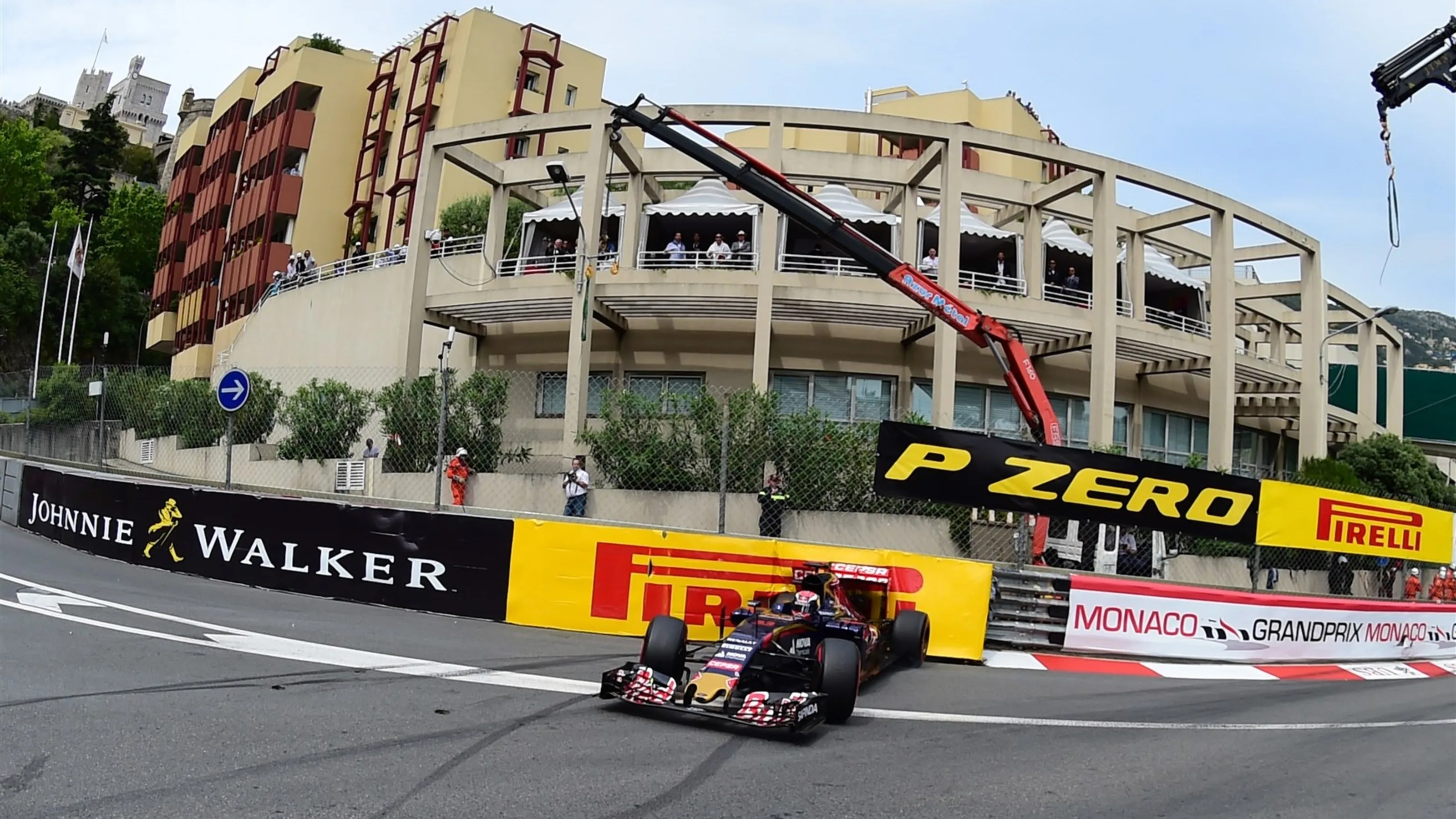 Max Verstappen (NDL) Scuderia Toro Rosso STR10 spins and hits the barrier in FP3 at Formula One