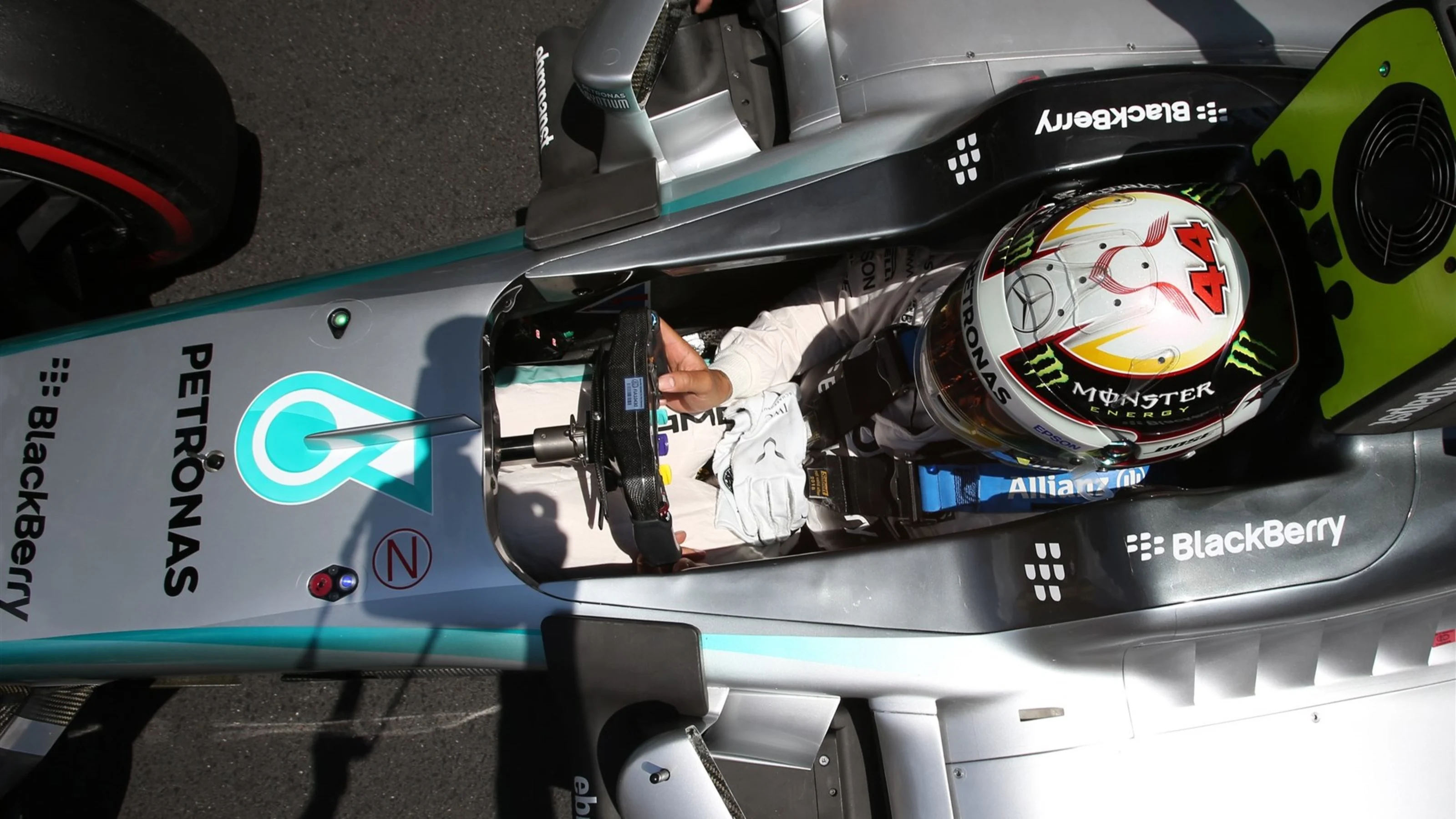 Lewis Hamilton (GBR) Mercedes AMG F1 W06 the grid at Formula One World Championship, Rd6, Monaco