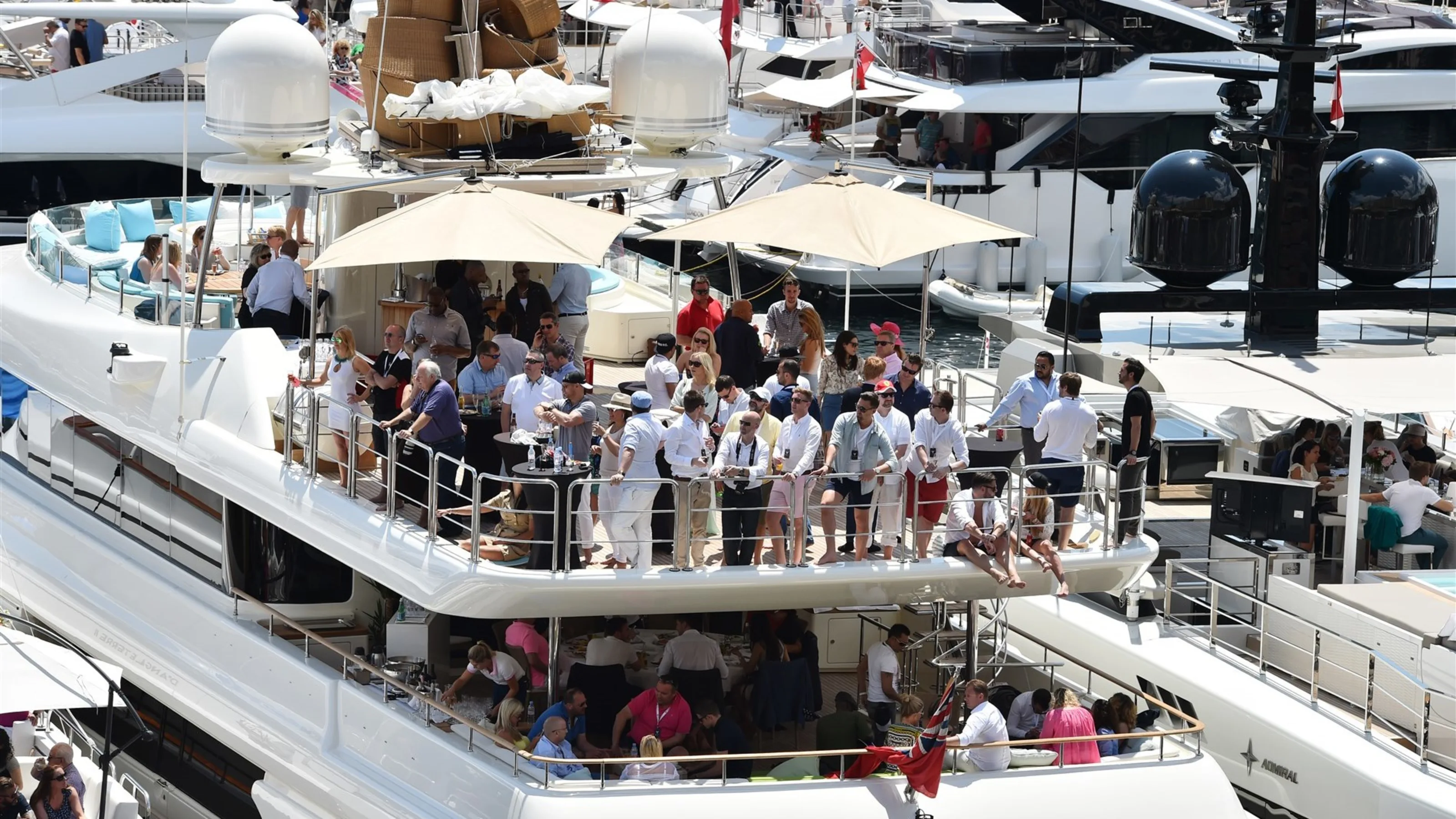 Fans on boat at Formula One World Championship, Rd6, Monaco Grand Prix Race, Monte-Carlo, Monaco,