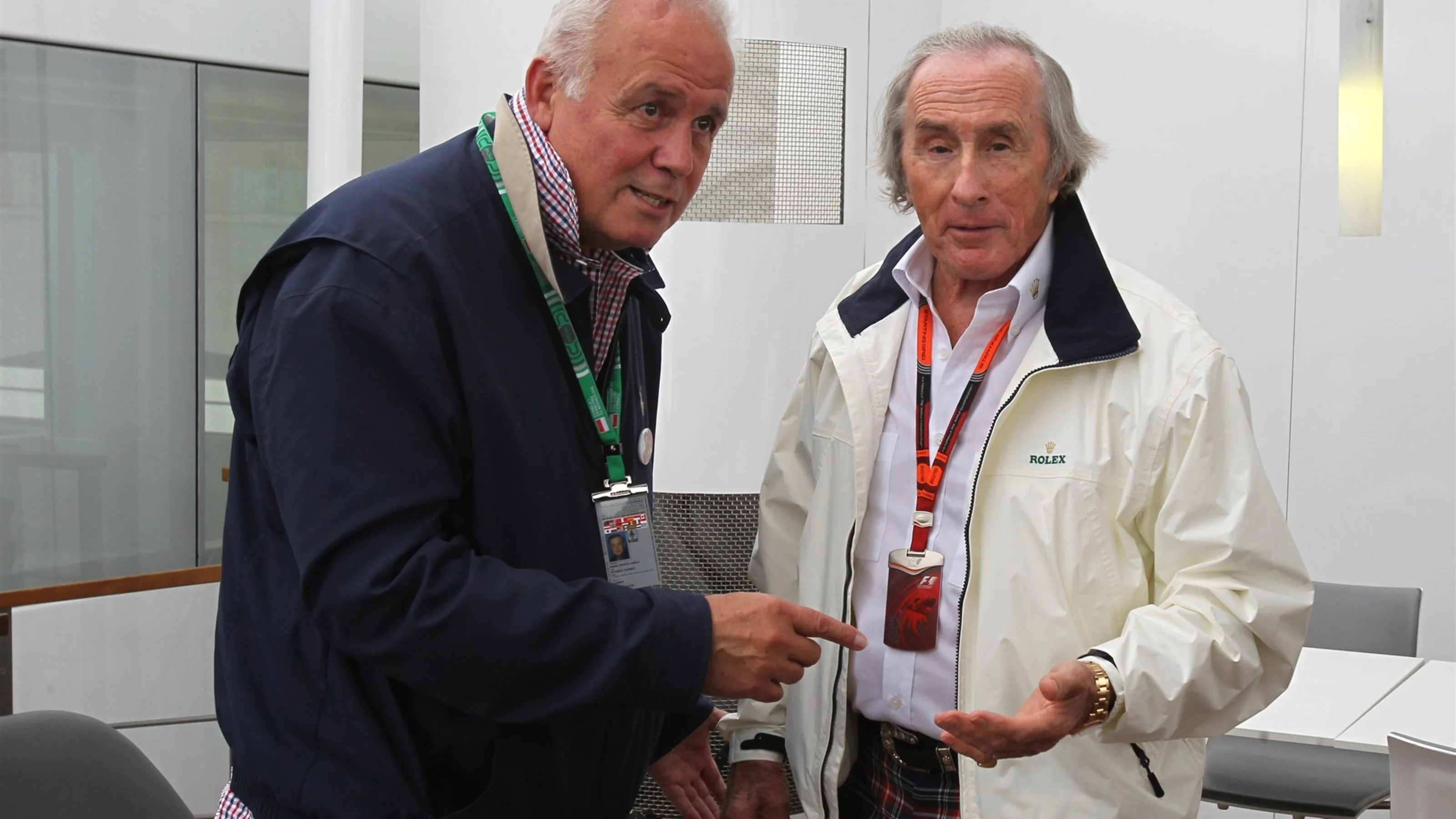 Patrick Tambay (FRA) and Sir Jackie Stewart (GBR) at Formula One World Championship, Rd6, Monaco