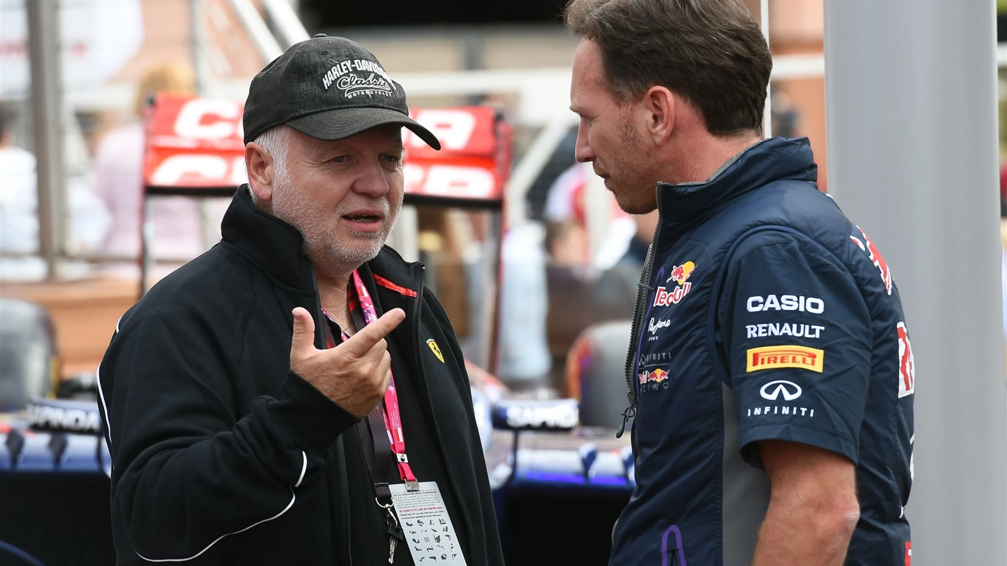 Christian Horner (GBR) Red Bull Racing Team Principal with Norbert Vettel (GER) Father of Sebastian
