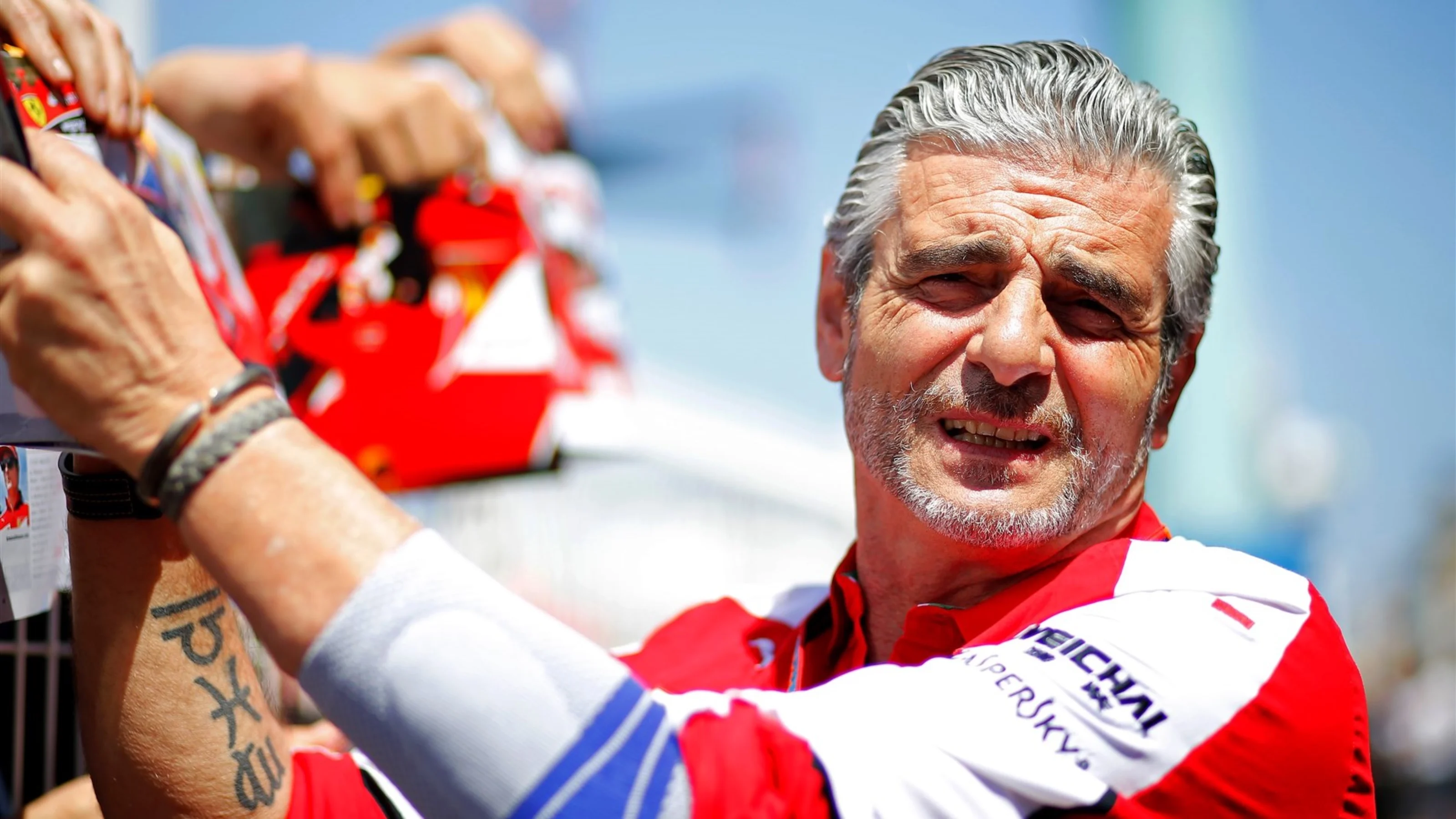 Maurizio Arrivabene (ITA) Ferrari Team Principal signs autographs at Formula One World