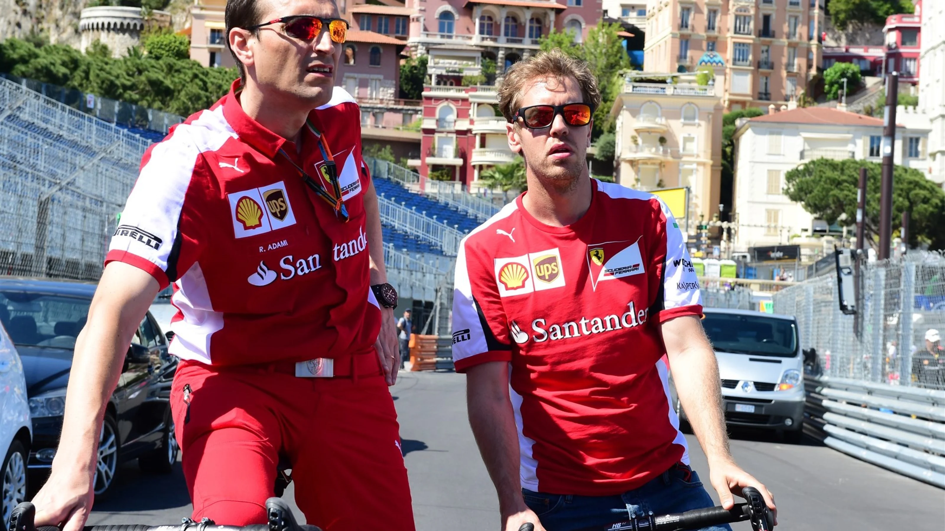 Sebastian Vettel (GER) Ferrari and Riccardo Adami (ITA) Ferrari Engineer at Formula One World