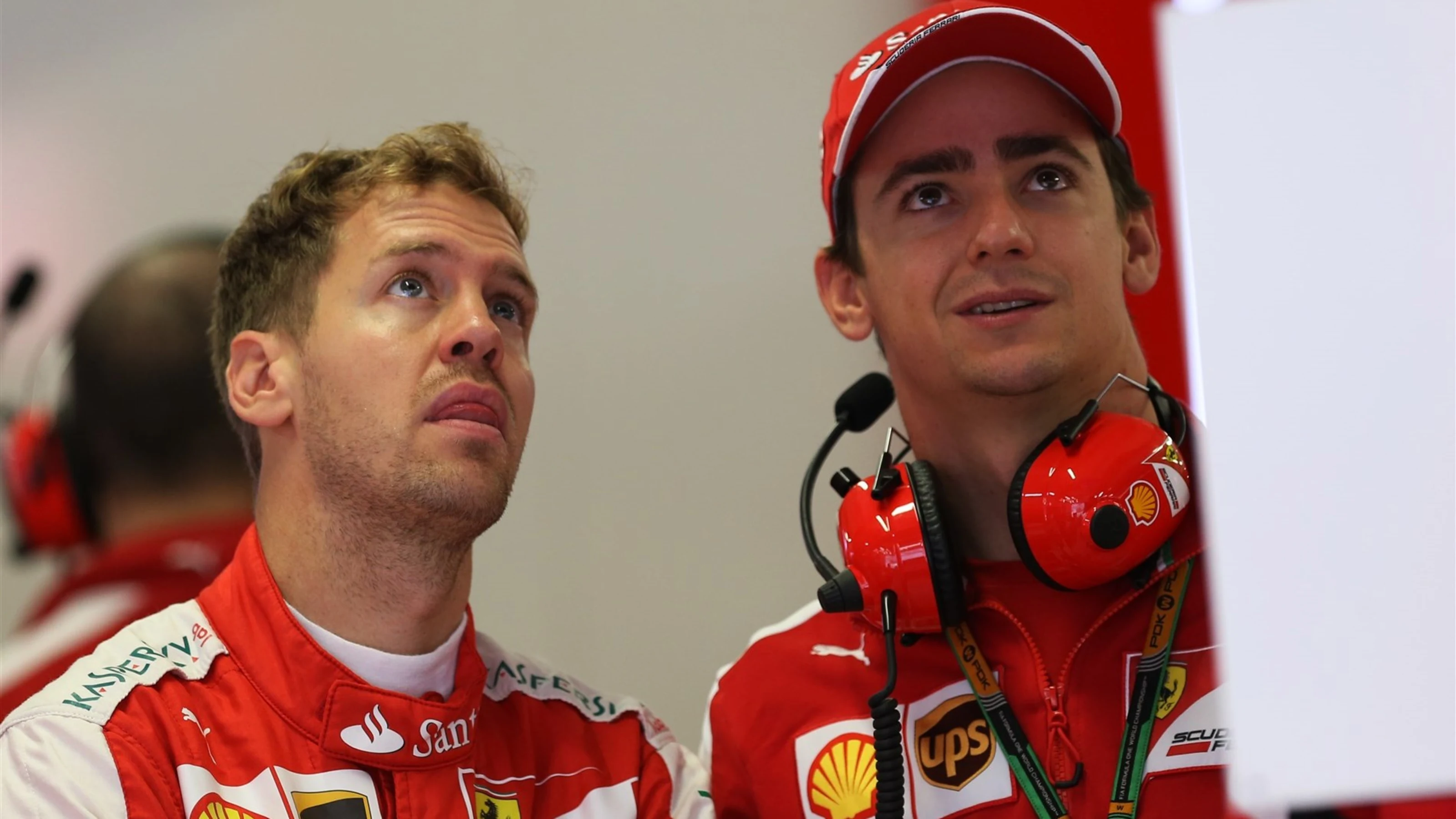 Sebastian Vettel (GER) Ferrari and Esteban Gutierrez (MEX) Ferrari Test and Reserve Driver at