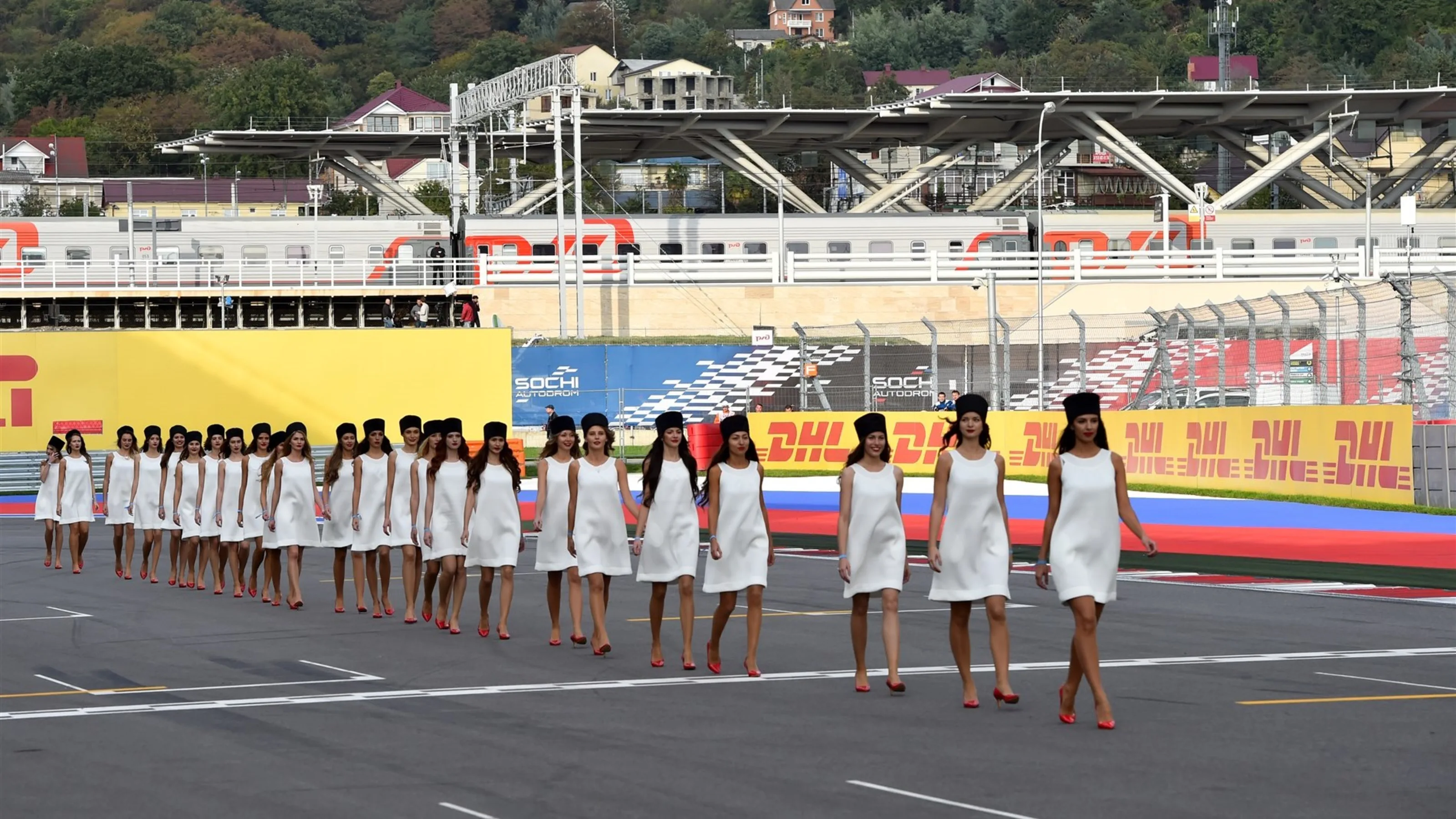 Grid Girls at Formula One World Championship, Rd15, Russian Grand Prix, Qualifying, Sochi Autodrom,