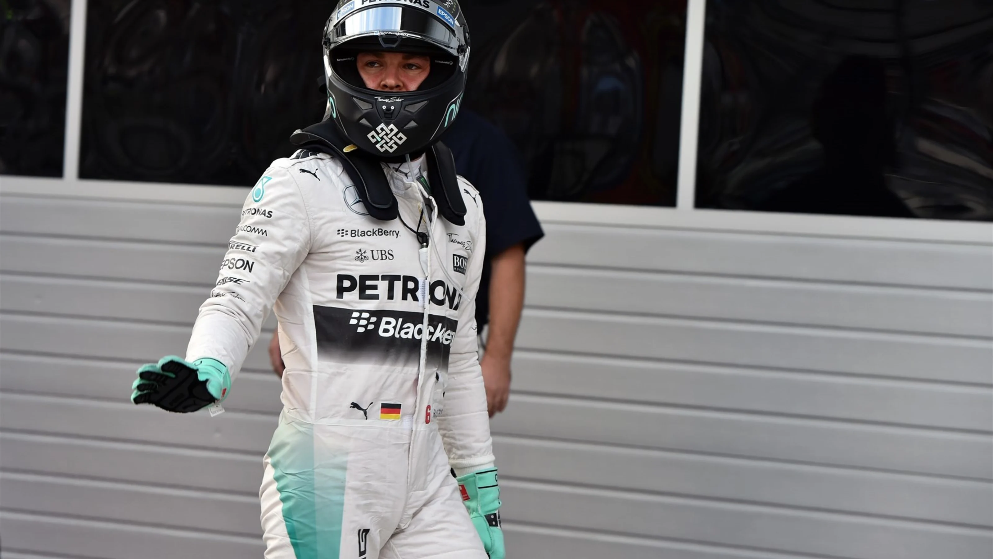 Pole sitter Nico Rosberg (GER) Mercedes AMG F1 celebrates in parc ferme at Formula One World