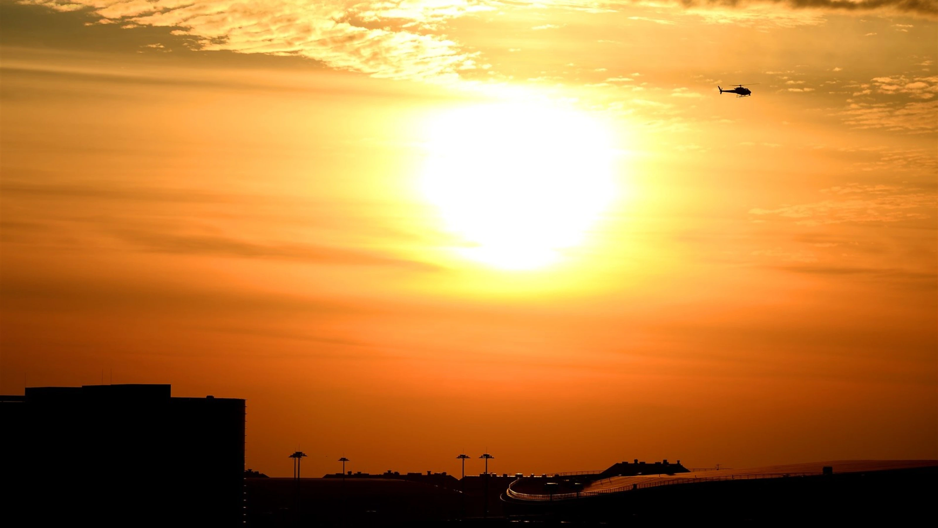 Sunset and helicopter at Formula One World Championship, Rd15, Russian Grand Prix, Qualifying,