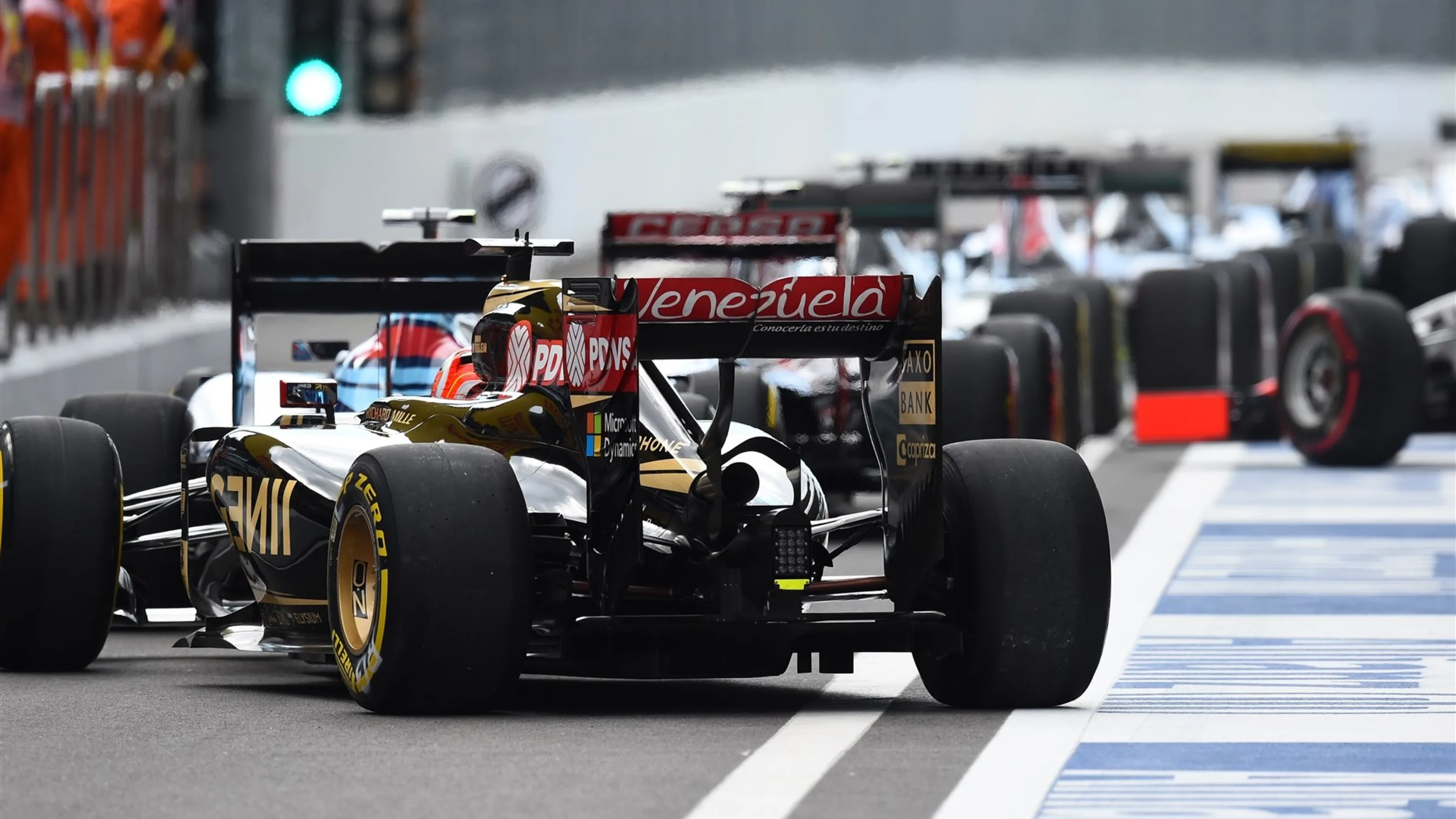 Romain Grosjean (FRA) Lotus E23 Hybrid at Formula One World Championship, Rd15, Russian Grand Prix,