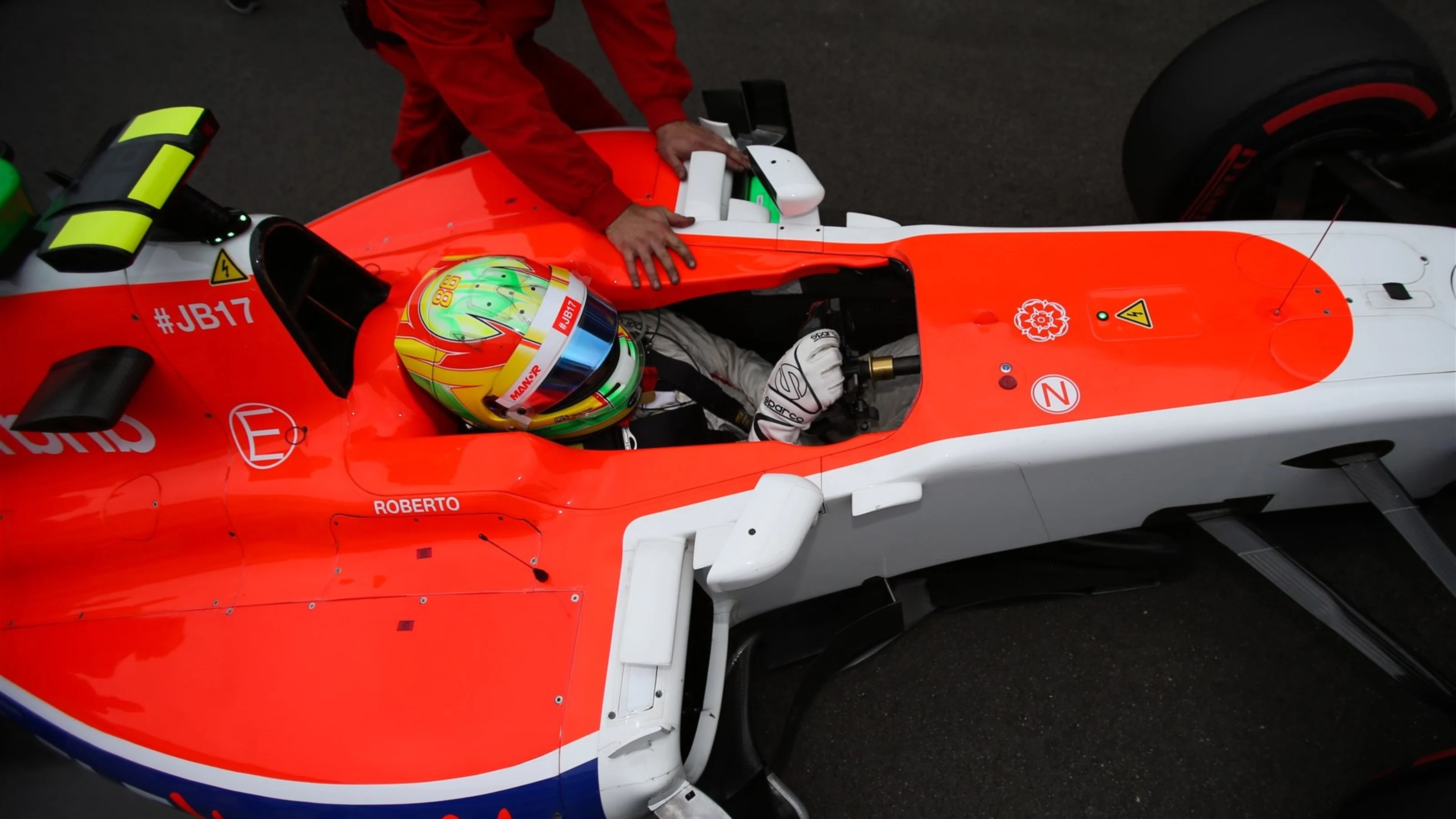 Roberto Merhi (ESP) Manor GP on the grid at Formula One World Championship, Rd15, Russian Grand