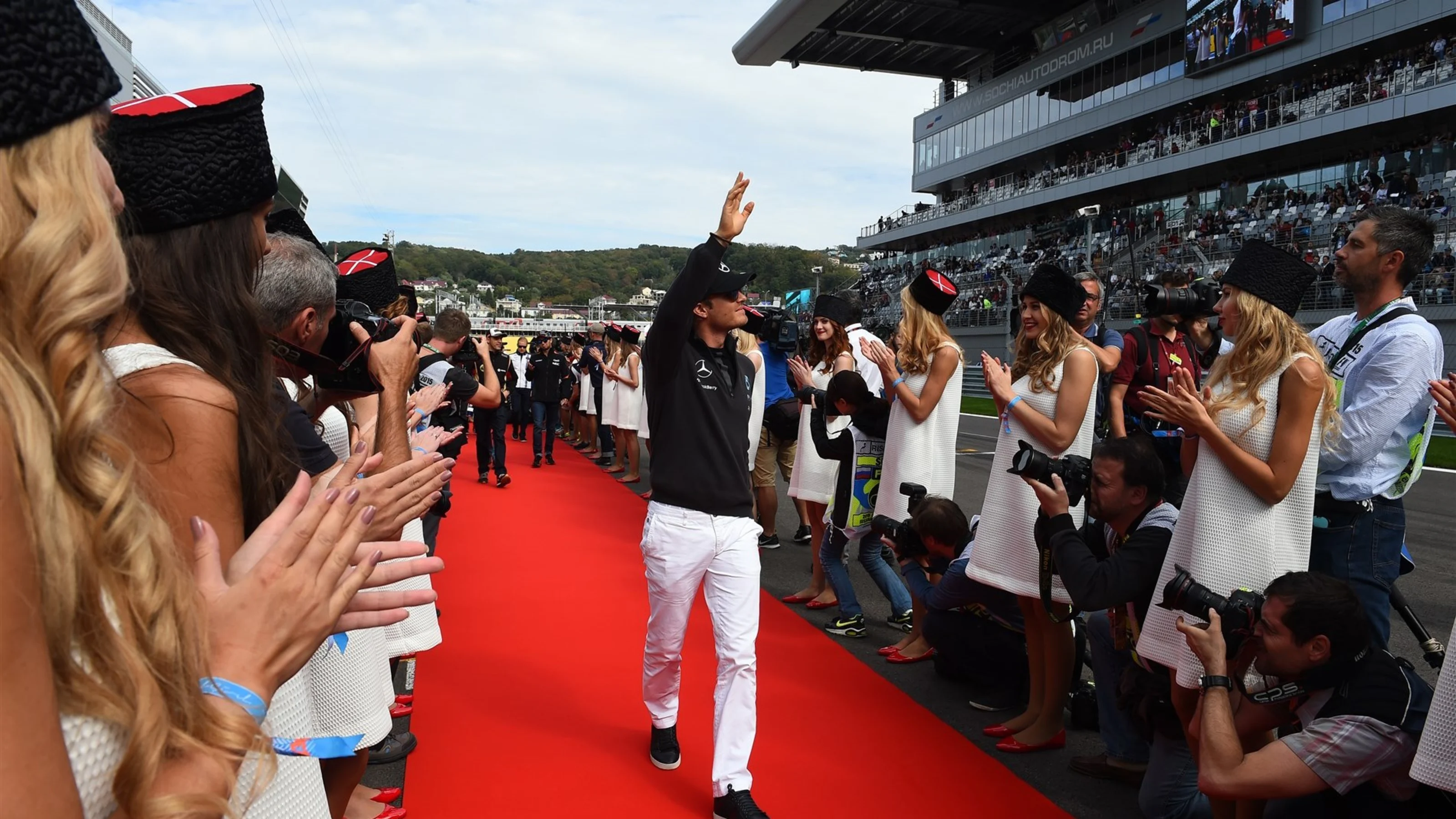 Nico Rosberg (GER) Mercedes AMG F1 on the driver parade at Formula One World Championship, Rd15,