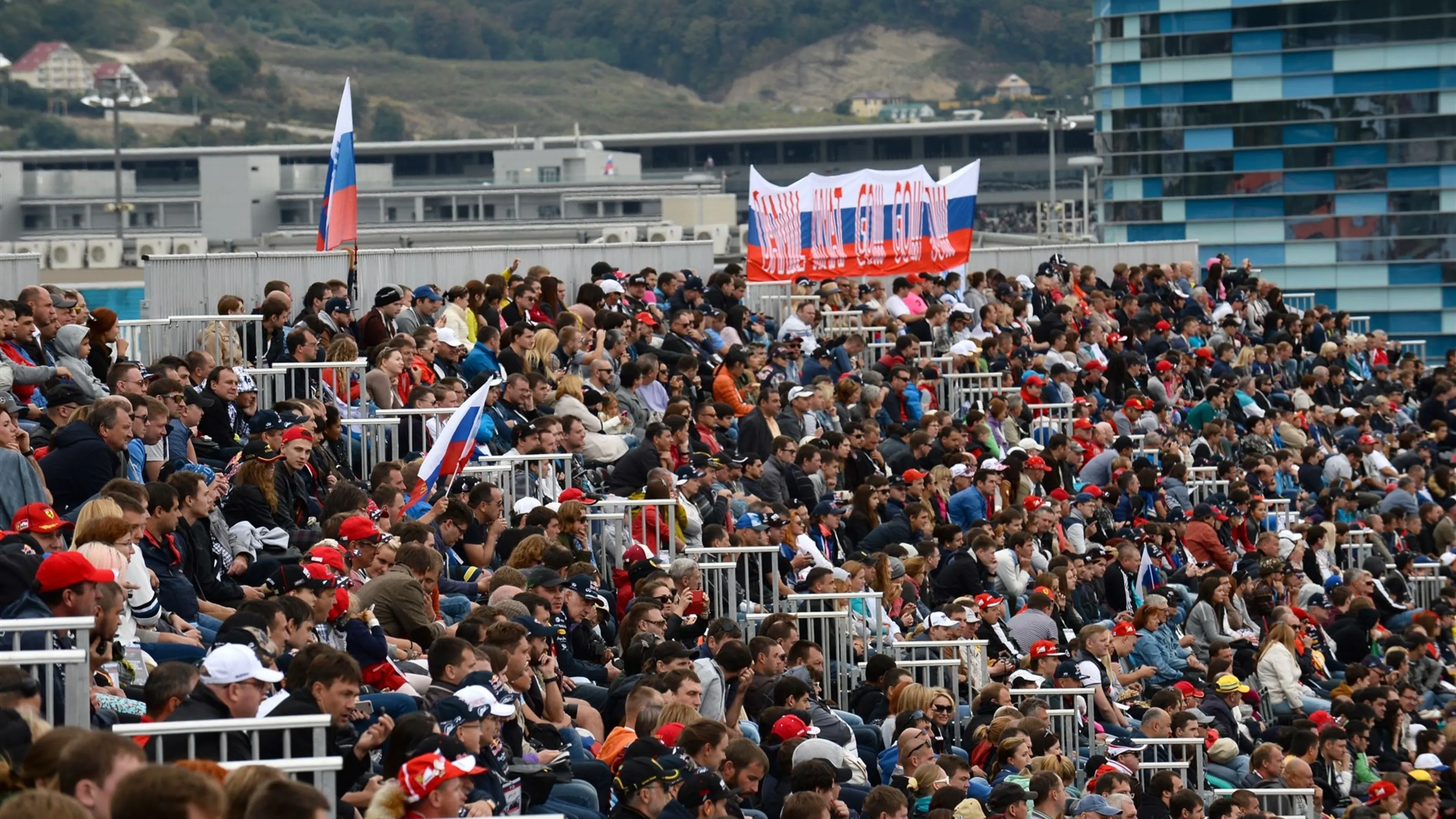 Fans at Formula One World Championship, Rd15, Russian Grand Prix, Race, Sochi Autodrom, Sochi,
