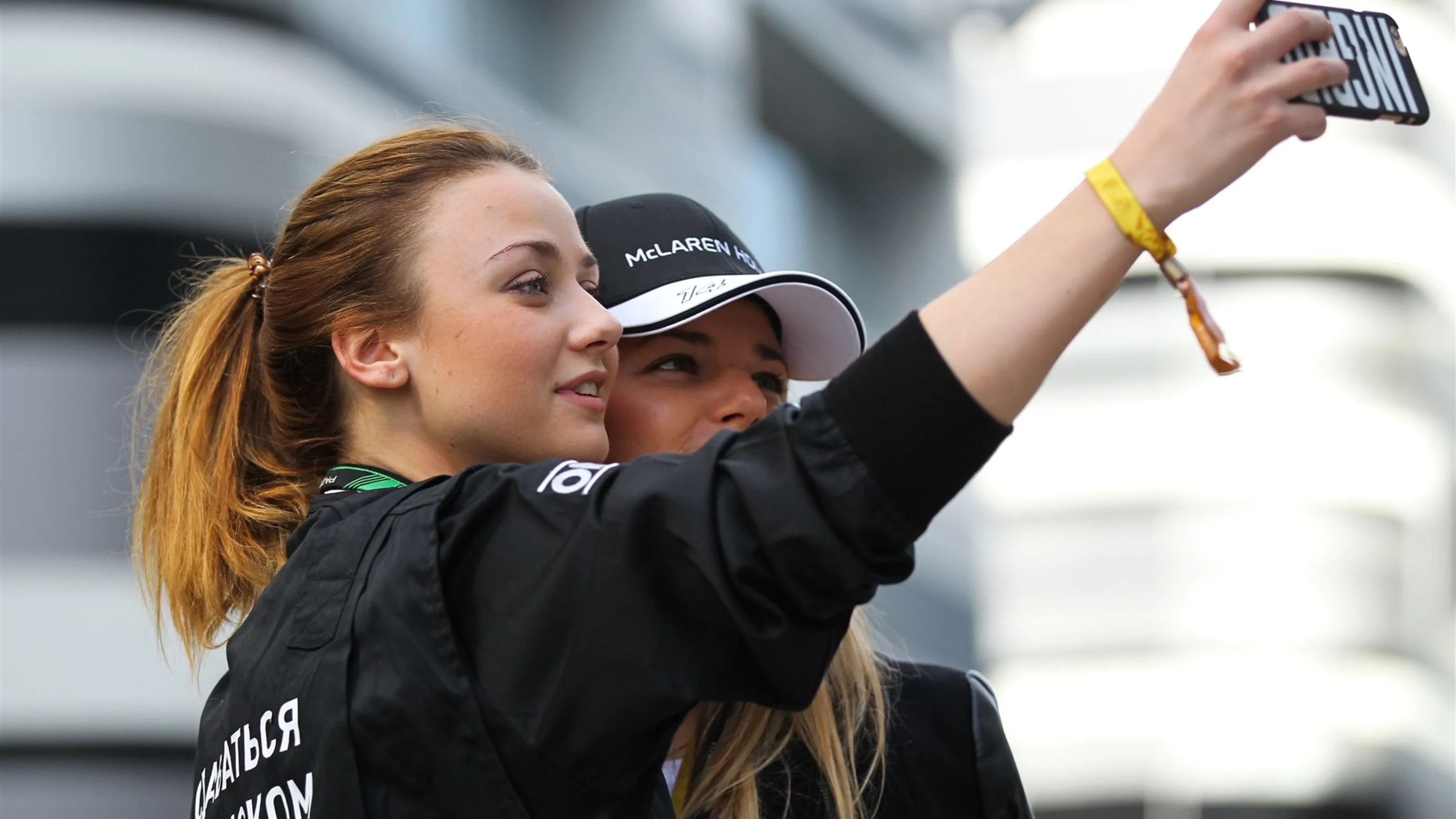 Ingrid Olerinskaya (RUS) Actress and Adelina Sotnikova (RUS) Olympic Fgure Skater at Formula One