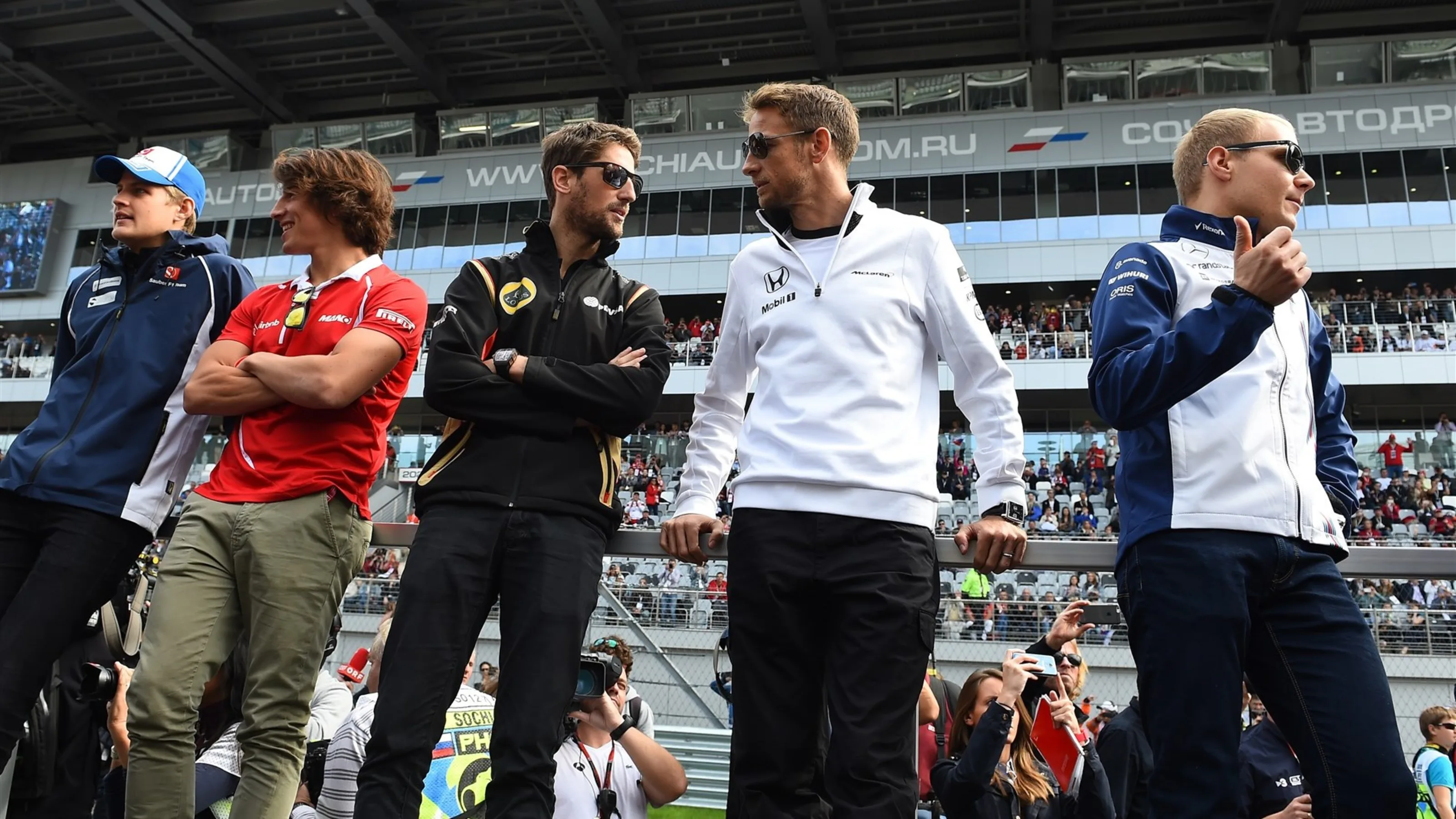 Drivers parade at Formula One World Championship, Rd15, Russian Grand Prix, Race, Sochi Autodrom,
