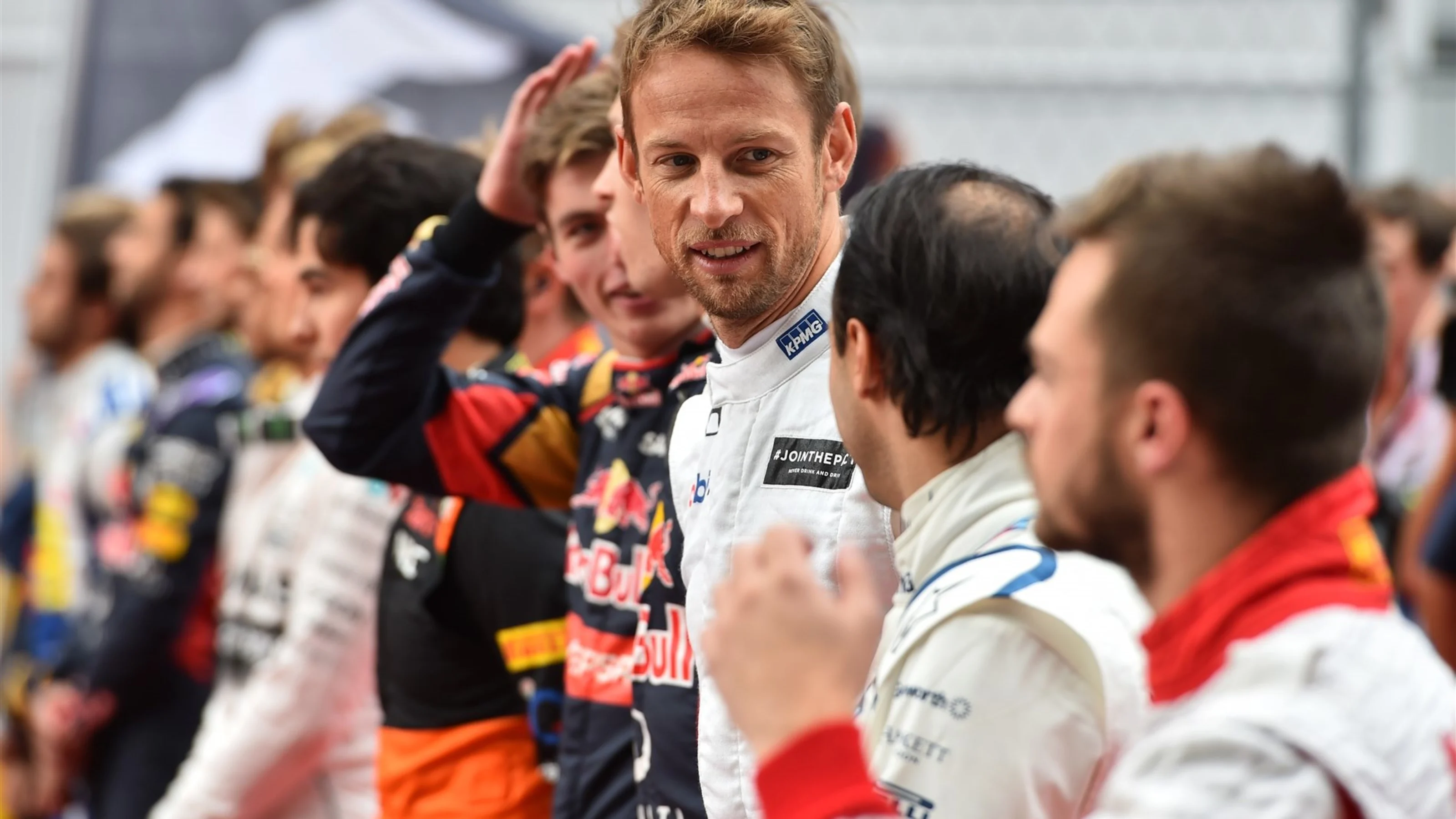 Jenson Button (GBR) McLaren on the grid at Formula One World Championship, Rd15, Russian Grand