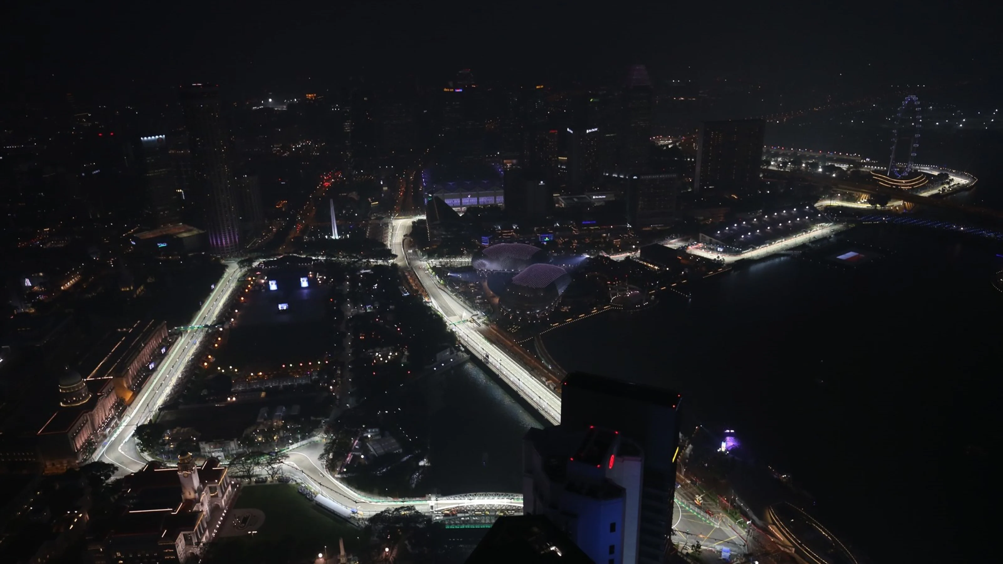 Scenic track view from Swissotel The Stamford level 65 at Formula One World Championship, Rd13,