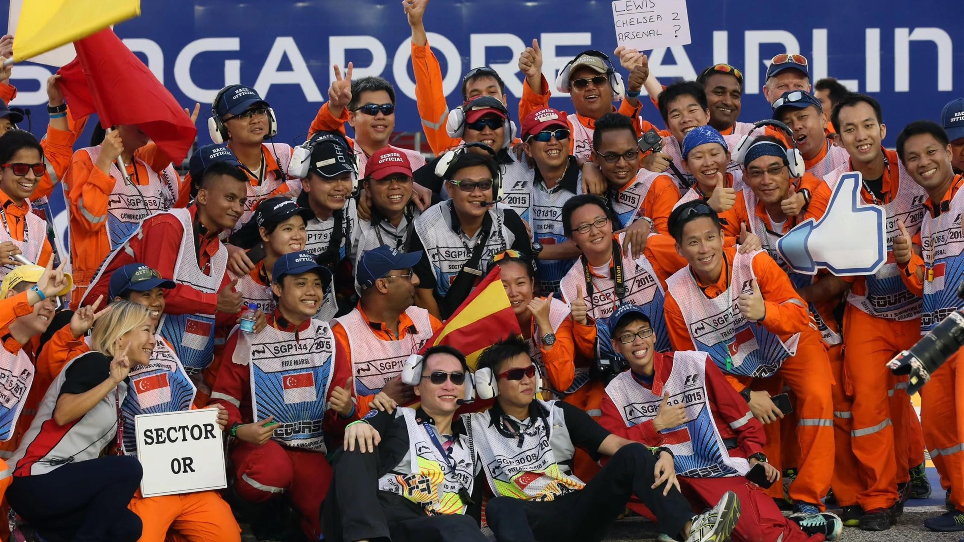 Race marshals at Formula One World Championship, Rd13, Singapore Grand Prix, Race, Marina Bay