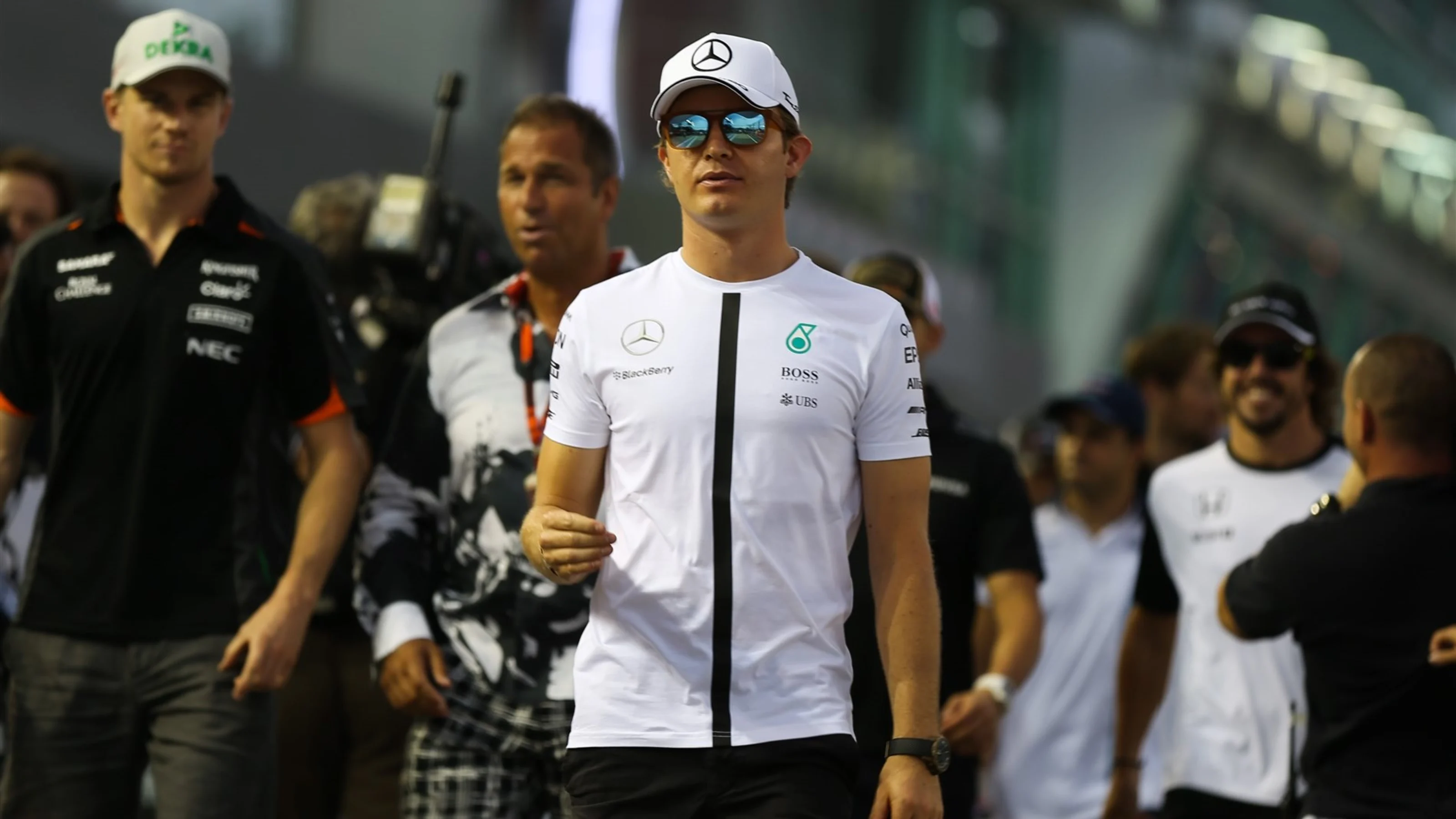 Nico Rosberg (GER) Mercedes AMG F1 at the drivers parade at Formula One World Championship, Rd13,