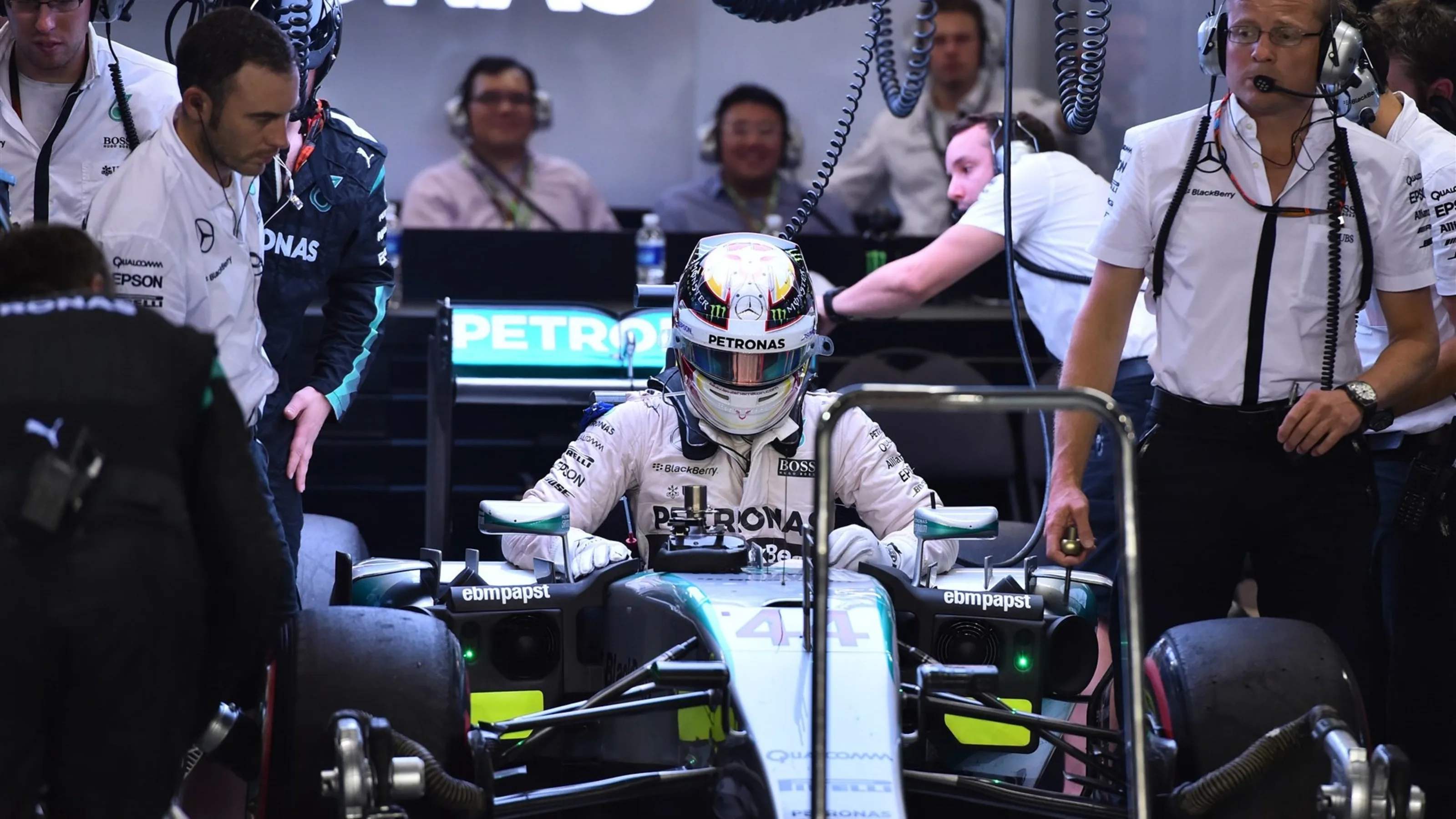 Lewis Hamilton (GBR) Mercedes AMG F1 W06 retires from the race  at Formula One World Championship,