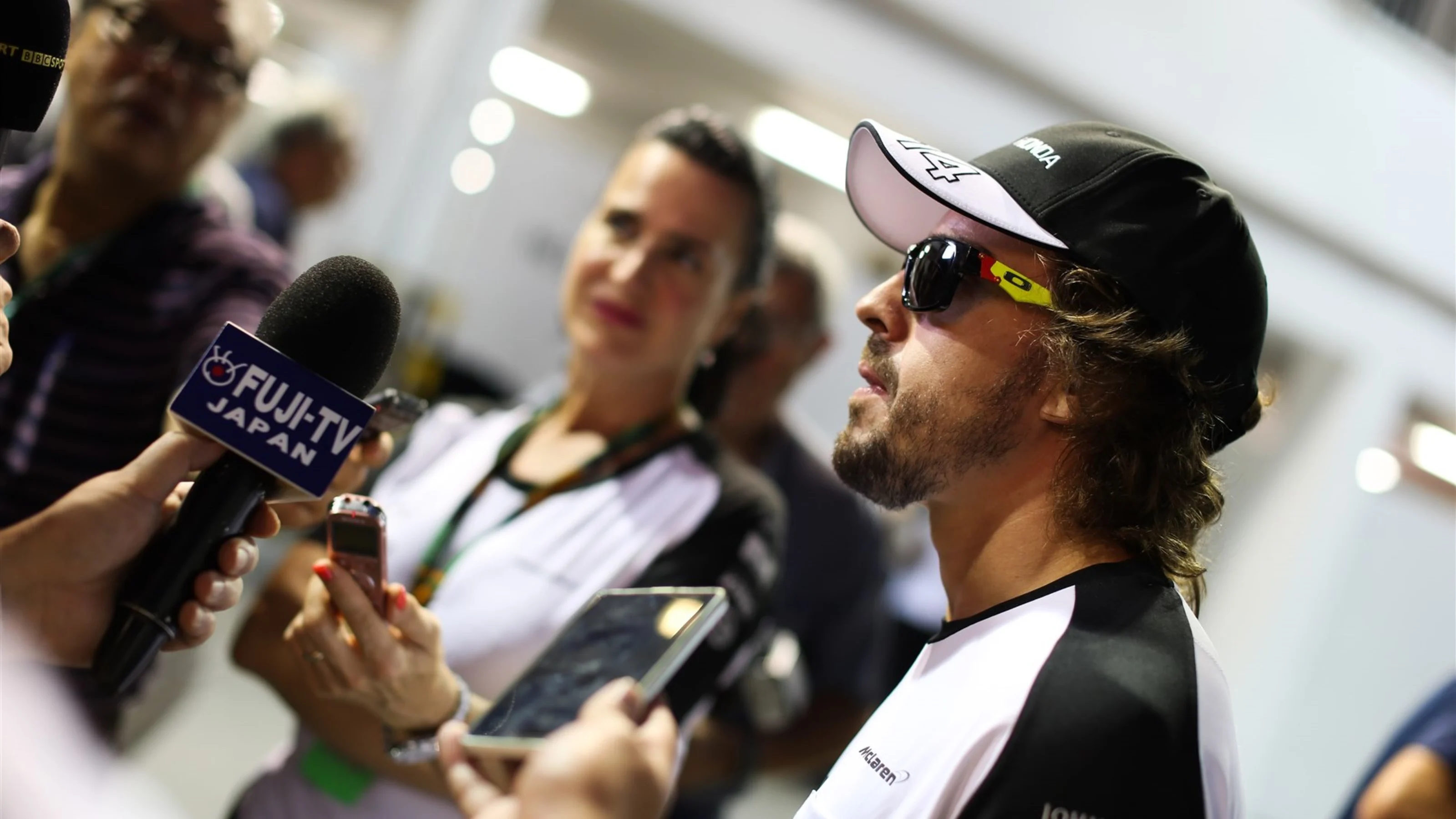 Fernando Alonso (ESP) McLaren speaks to the press at Formula One World Championship, Rd13,