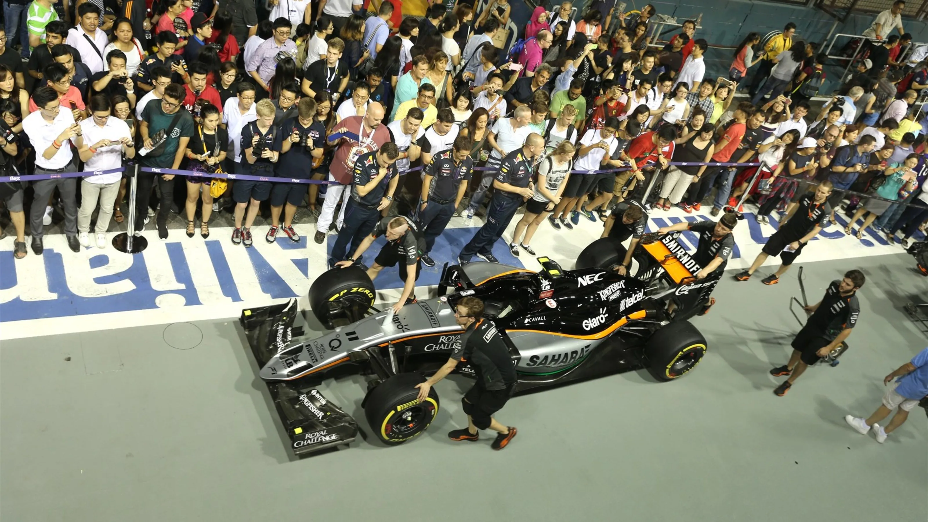 Fans and the Force India VJM08 at Formula One World Championship, Rd13, Singapore Grand Prix,