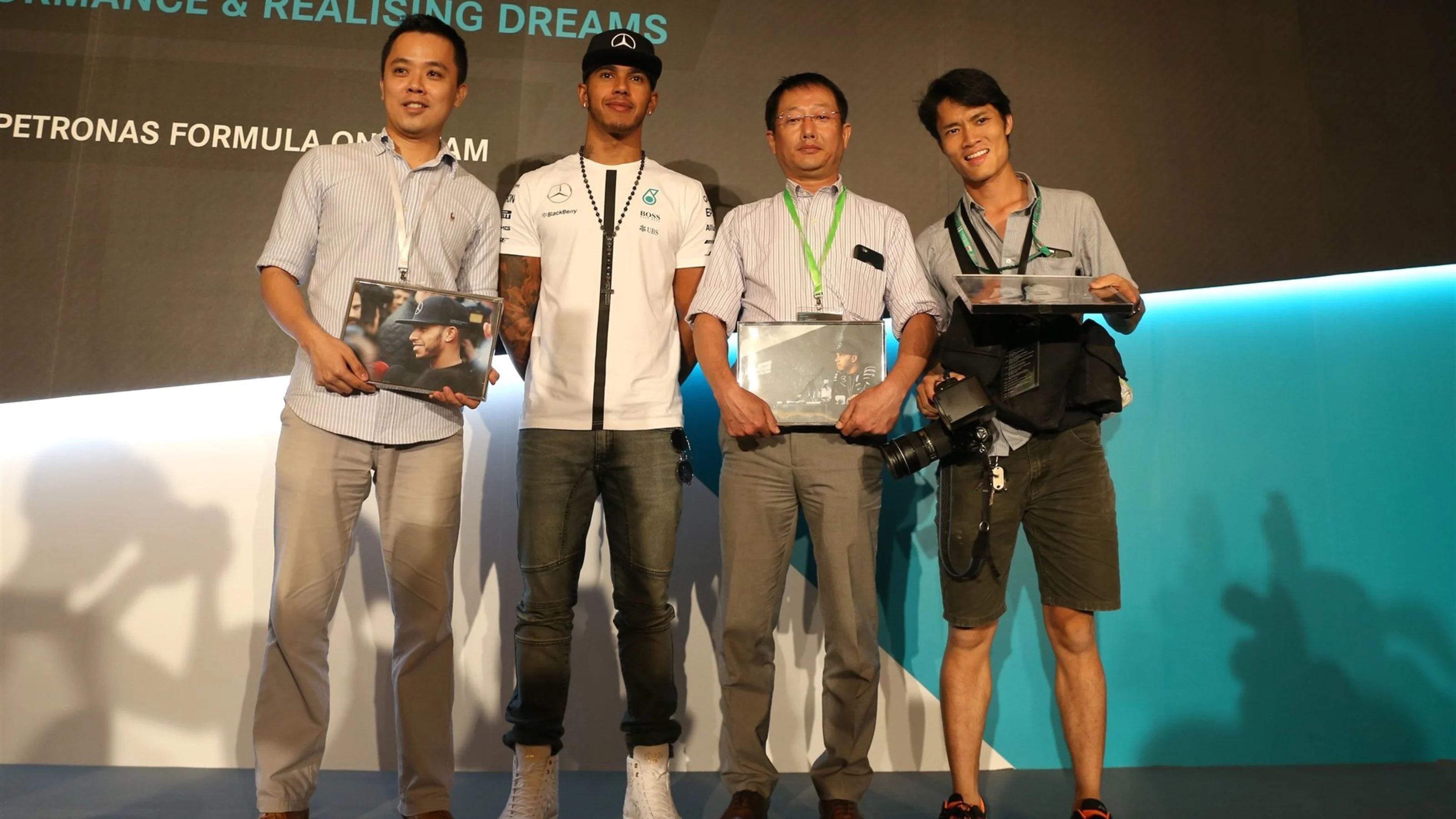Lewis Hamilton (GBR) Mercedes AMG F1 and guests at Epson event at Formula One World Championship,